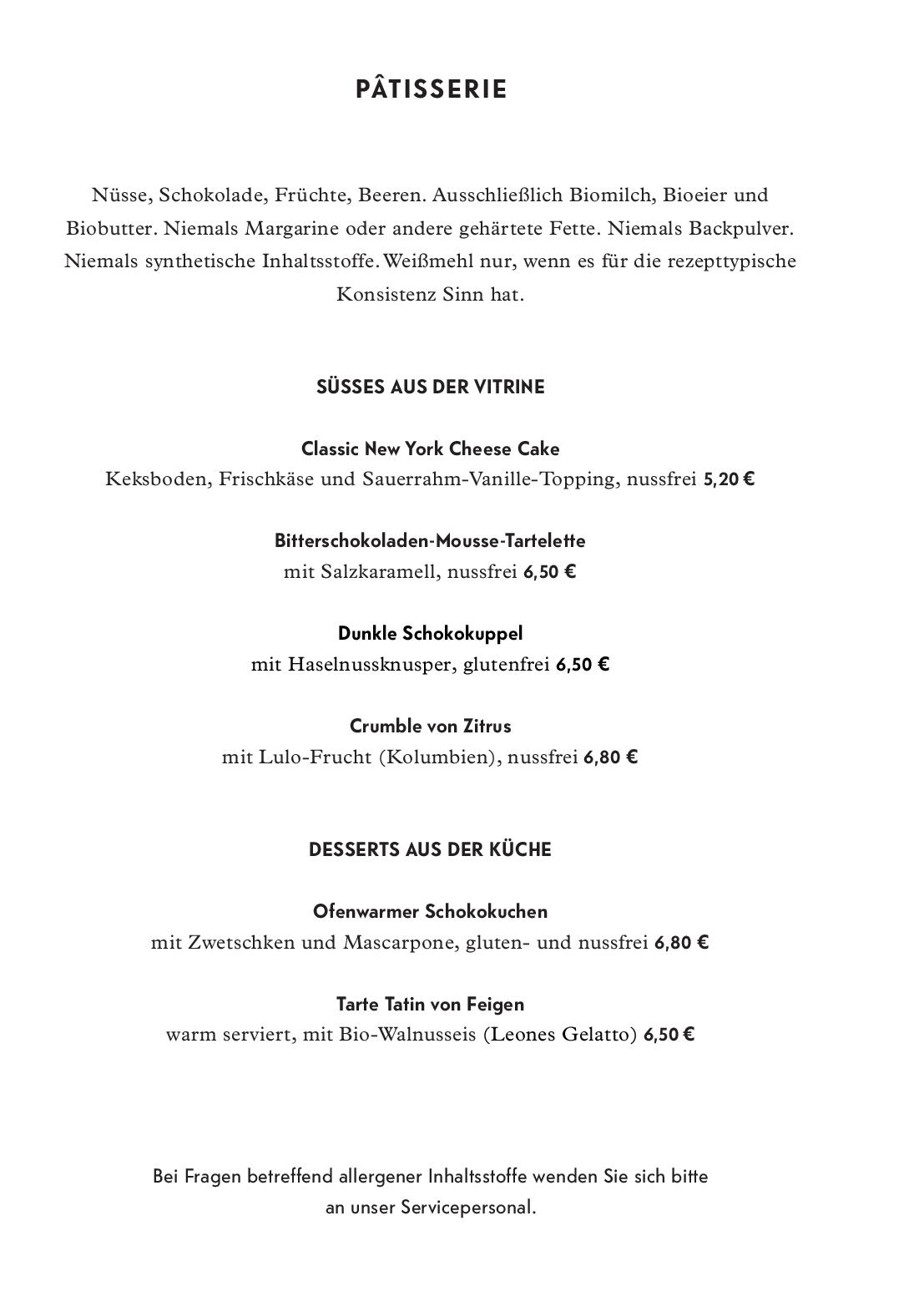 Speisekarte HEUER Garten Restaurant Bar in Wien ÖsterreichGourmet