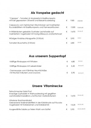 Hotel Post Velden Speisekarte Hotel Post Velden Speisekarte