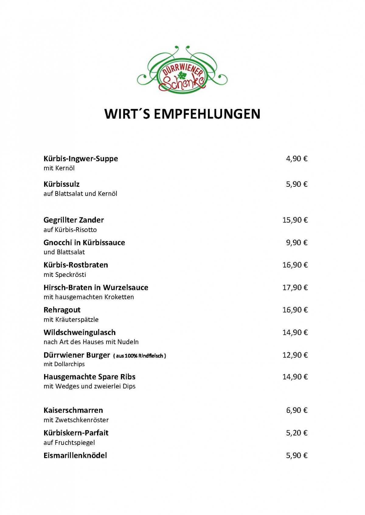 Monatskarte, Durrwiener Schenke in Pressbaum