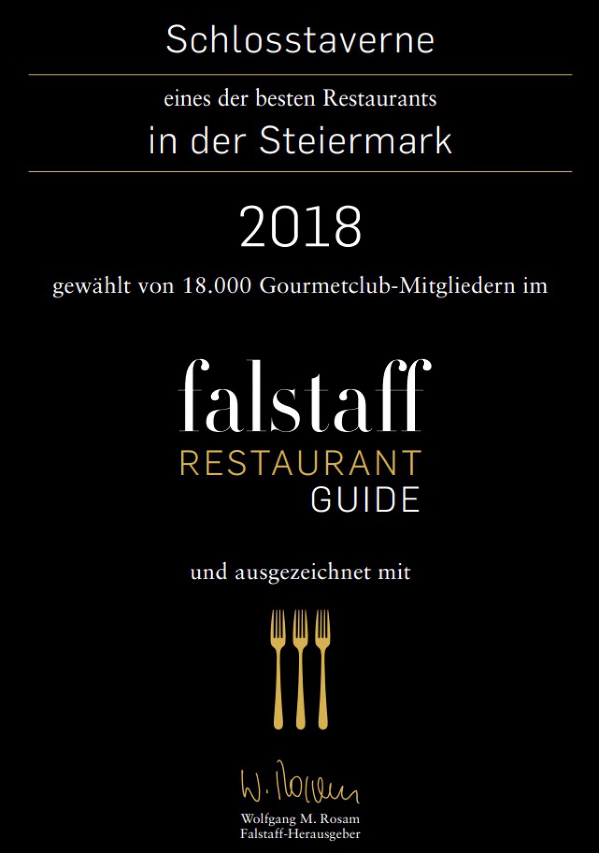 3 Gabeln und 91 Punkte im Falstaff Gourmet Guide 2018