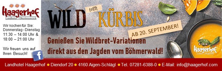 Wild trifft Kürbis ab 20.September 2018 auf unserer Speisenkarte