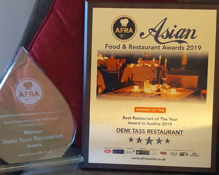 Auszeichnung als bestes Indisches Restaurant in London erhalten 
