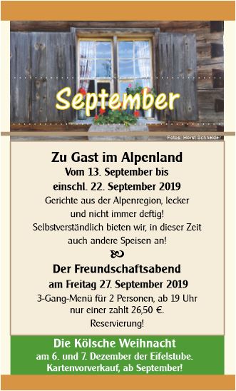 September Aktion in der Eifelstube
