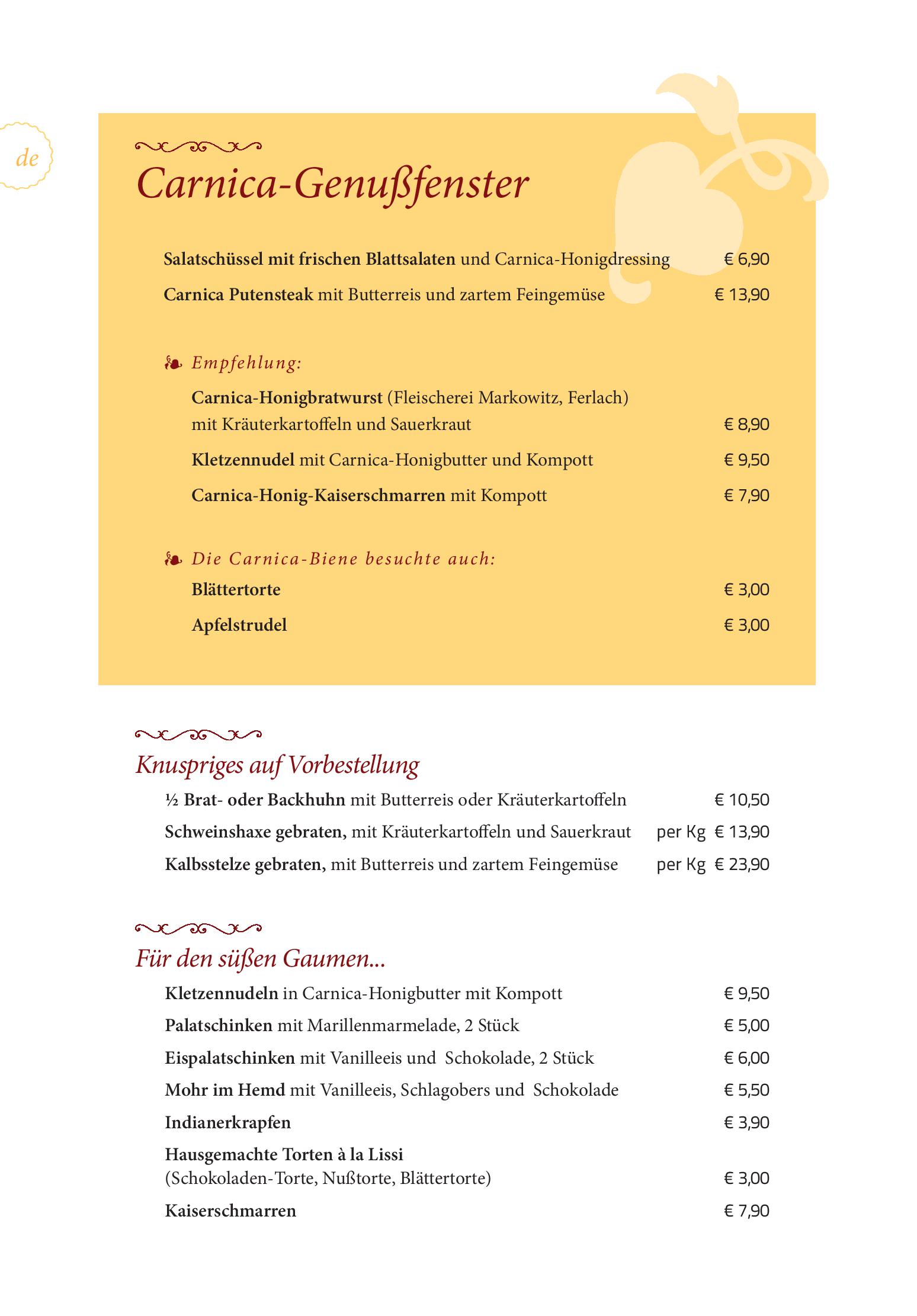 Speisekarte Gasthaus - Gostišče - Trattoria Ogris in Ludmannsdorf, Seite 6