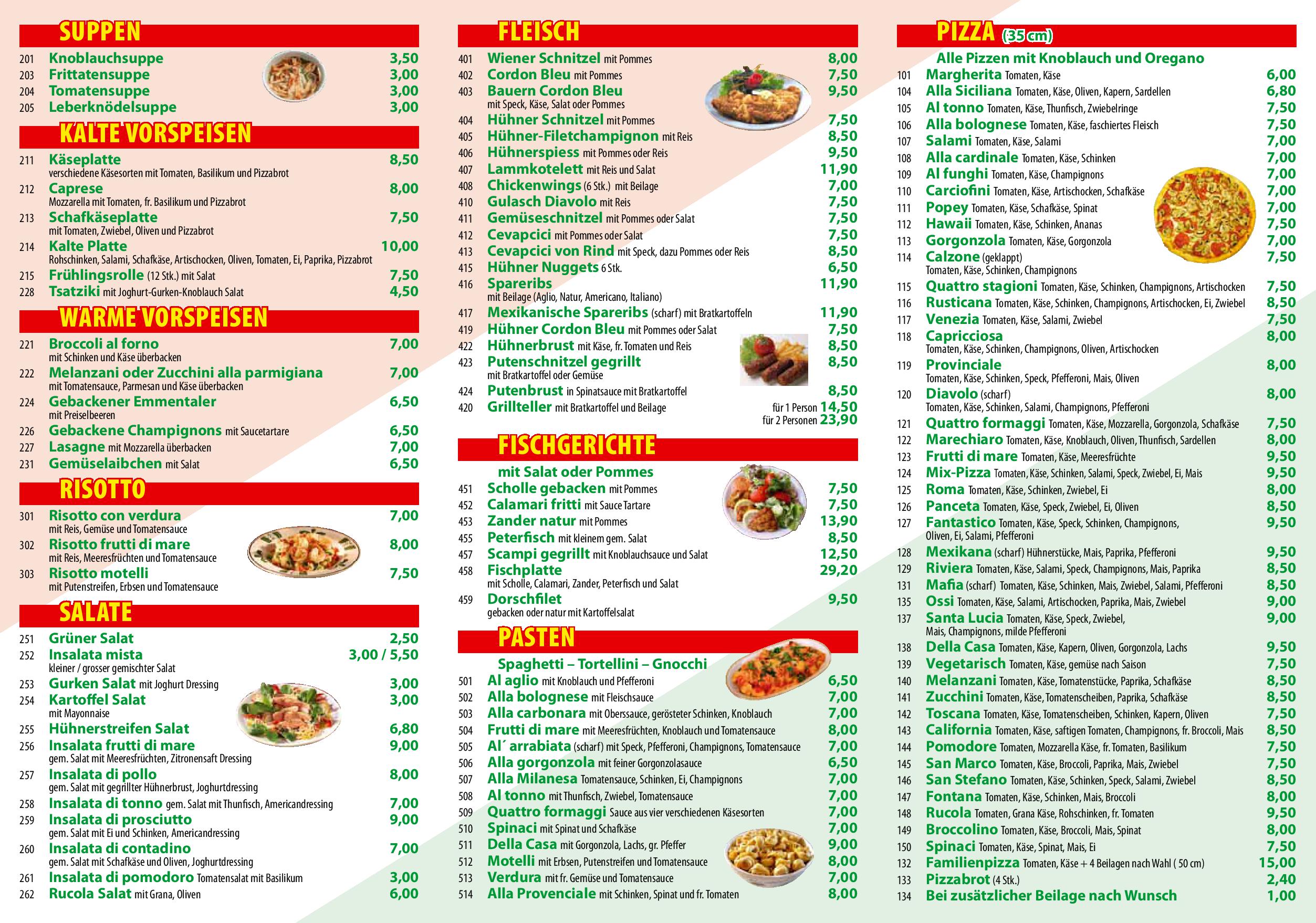 Speisekarte Pizza Ossi in Wien, Seite 2