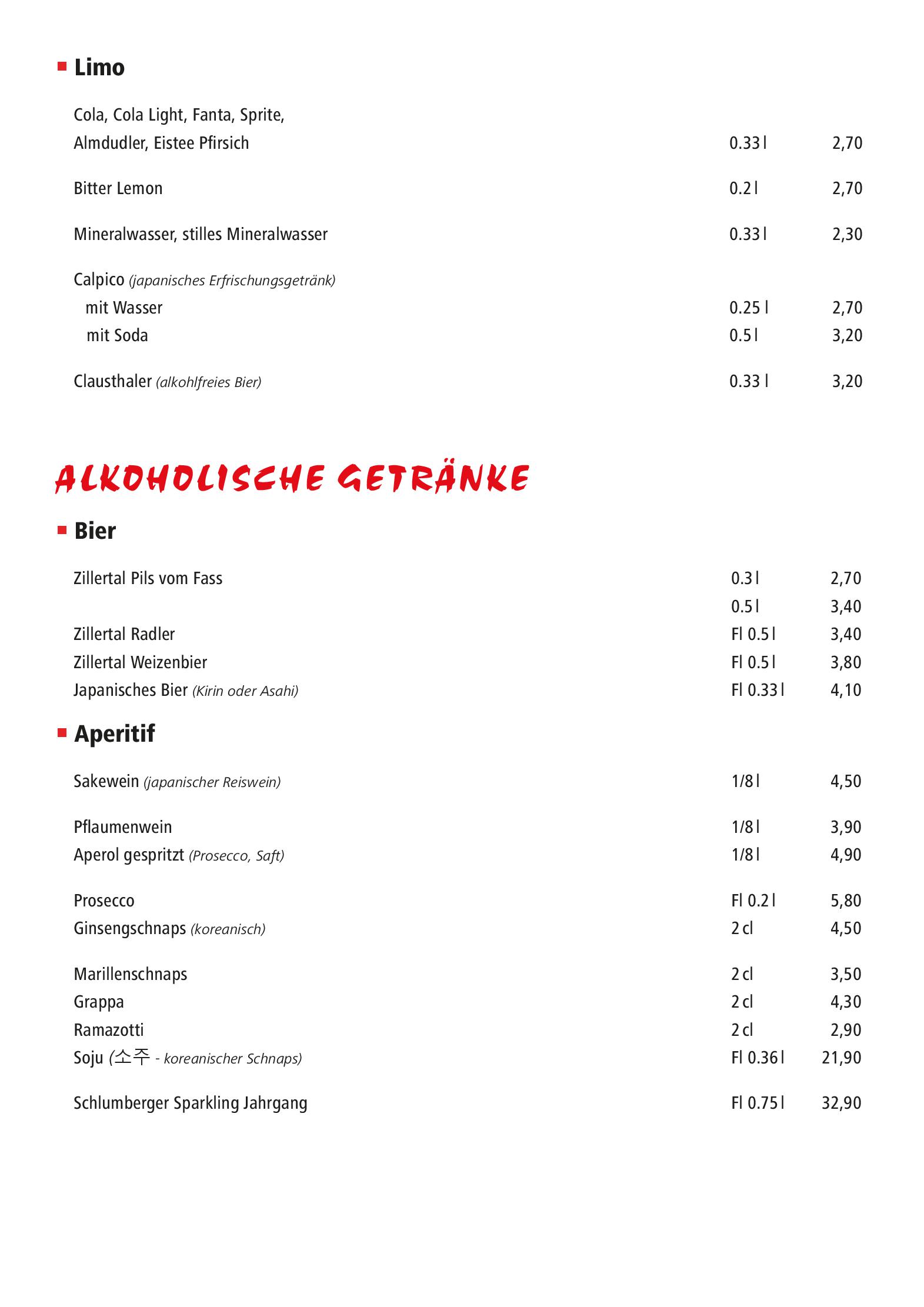 Speisekarte Kenzi in Innsbruck, Seite 11