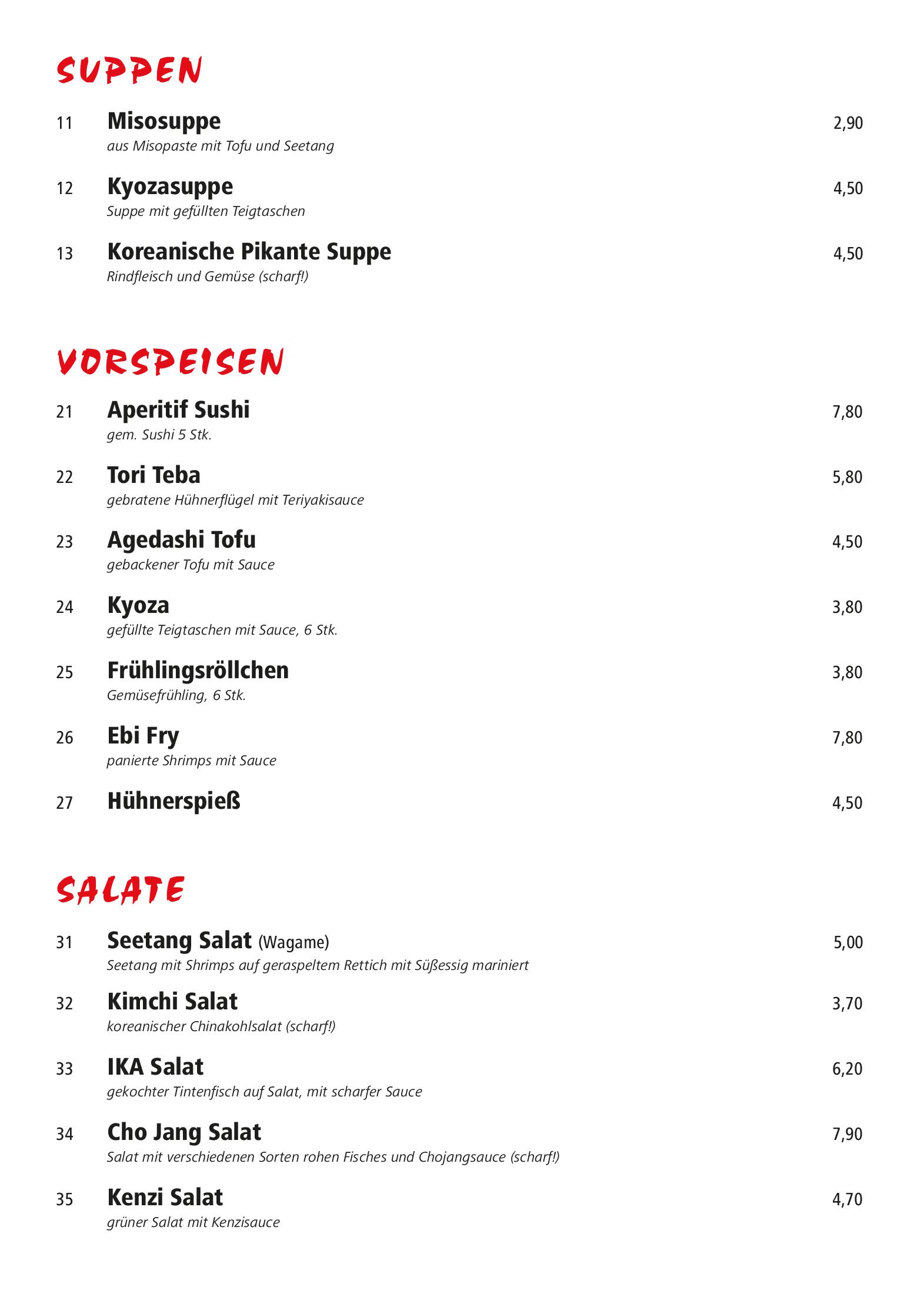 Speisekarte Kenzi in Innsbruck, Seite 3