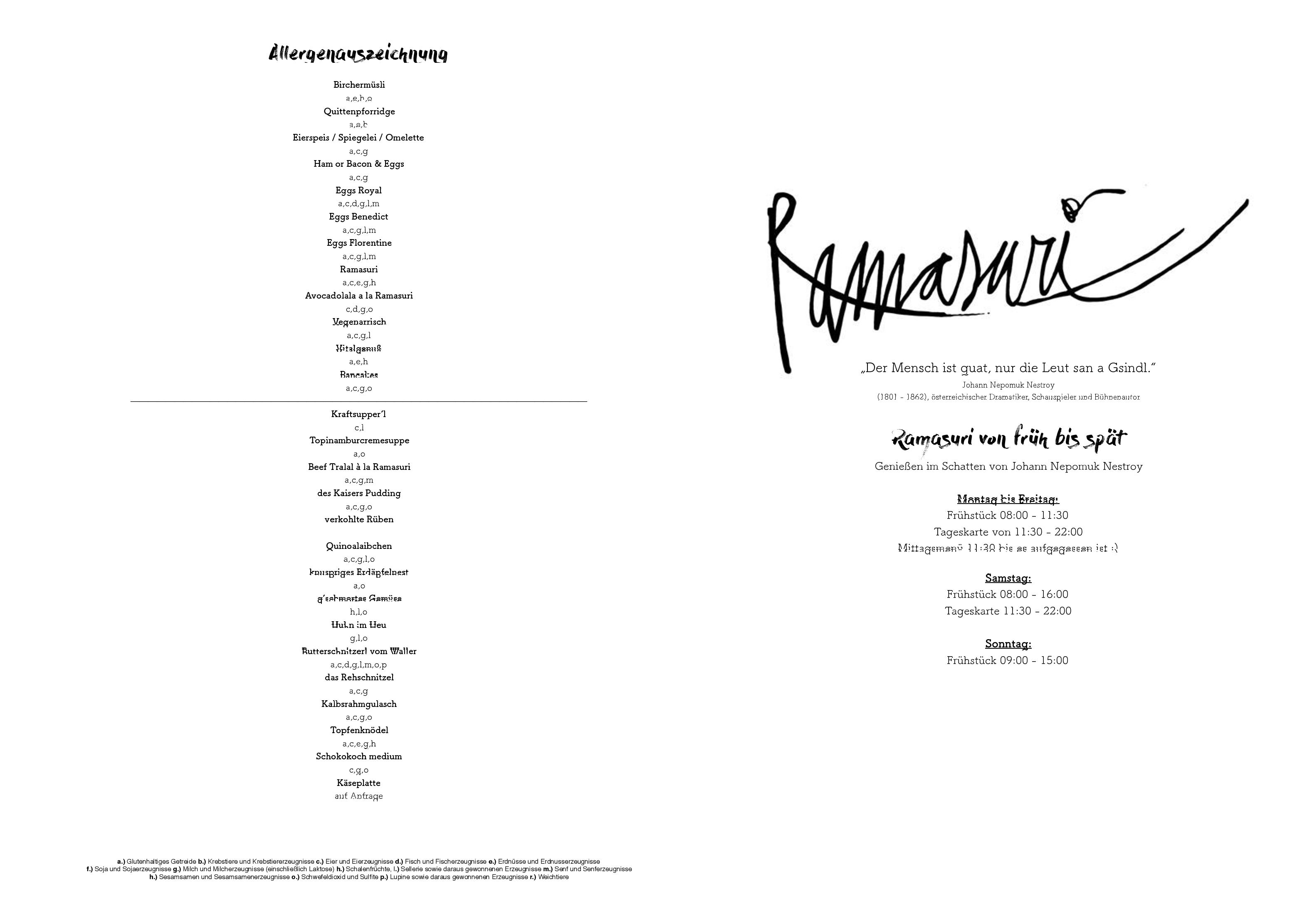 Speisekarte Ramasuri in Wien, Seite 2