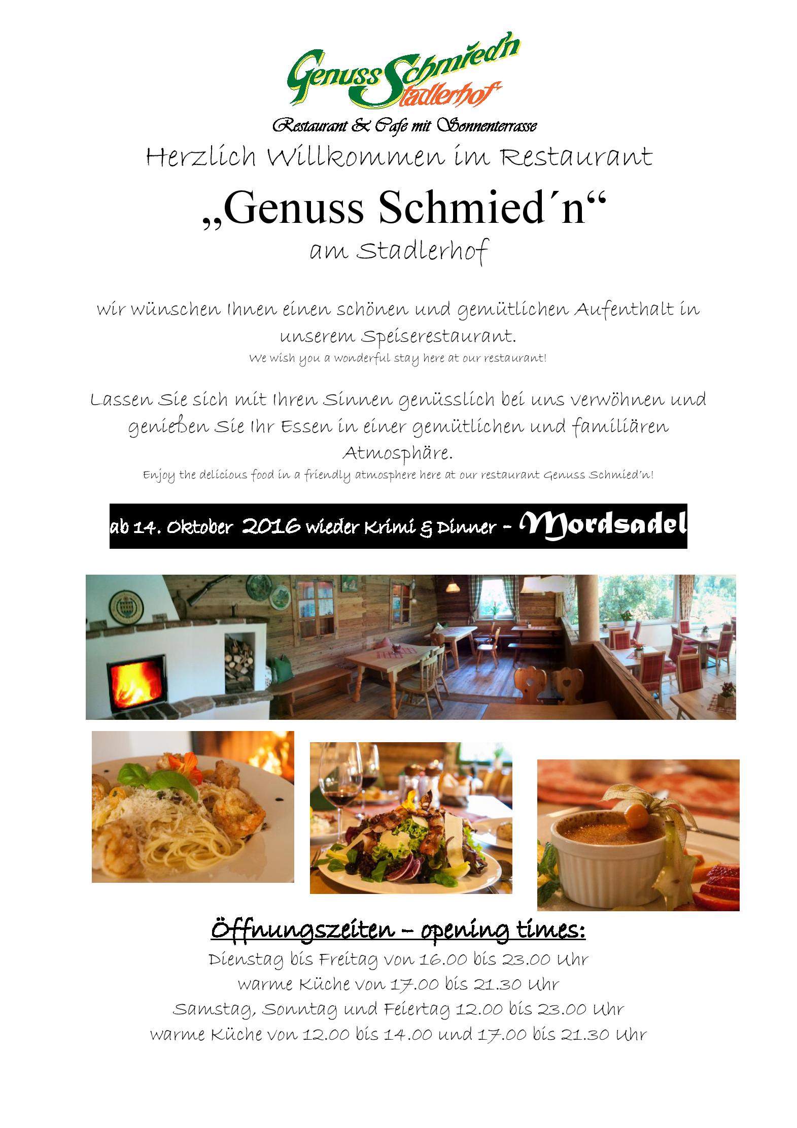 Speisekarte Genuss Schmied n in Kramsach, Seite 1
