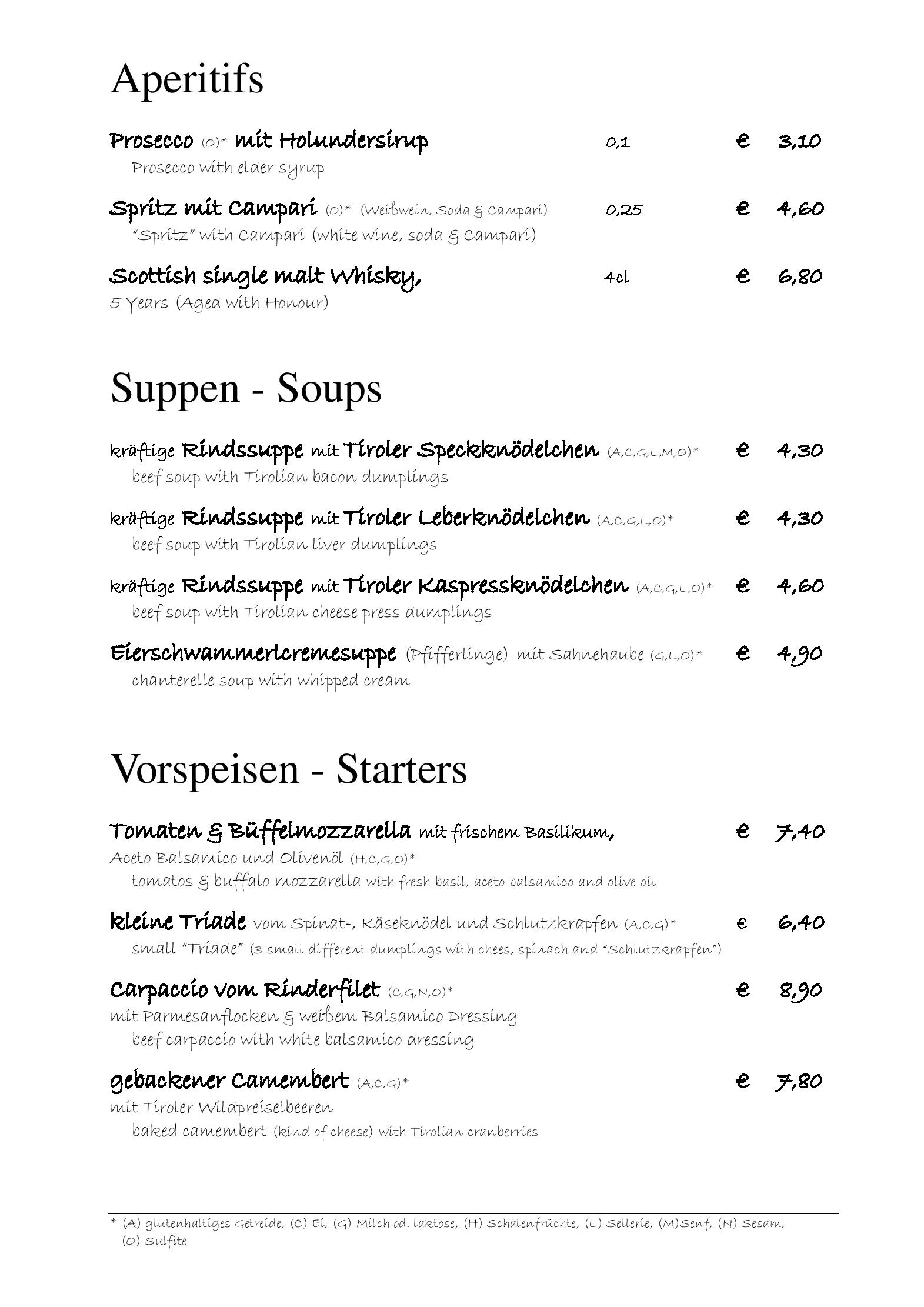 Speisekarte Genuss Schmied n in Kramsach, Seite 2