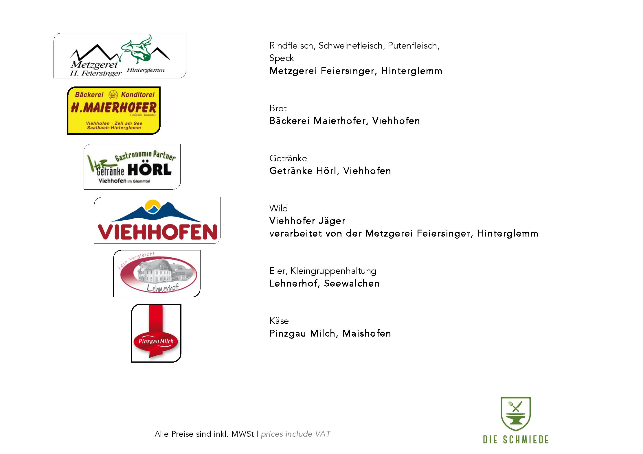 Speisekarte Die Schmiede in Viehhofen, Seite 2