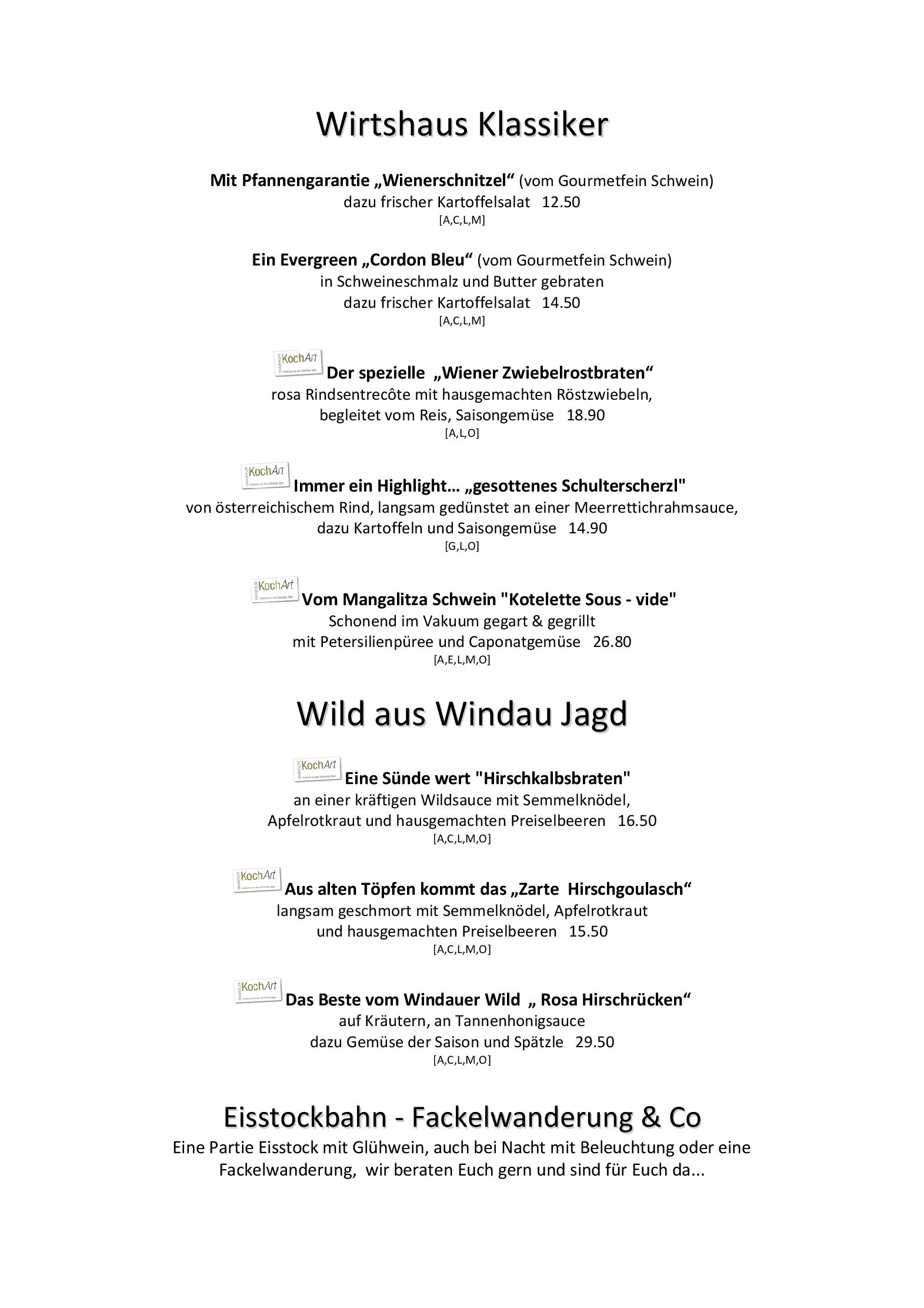 Speisekarte GASTHAUS STEINBERG in Westendorf, Seite 2