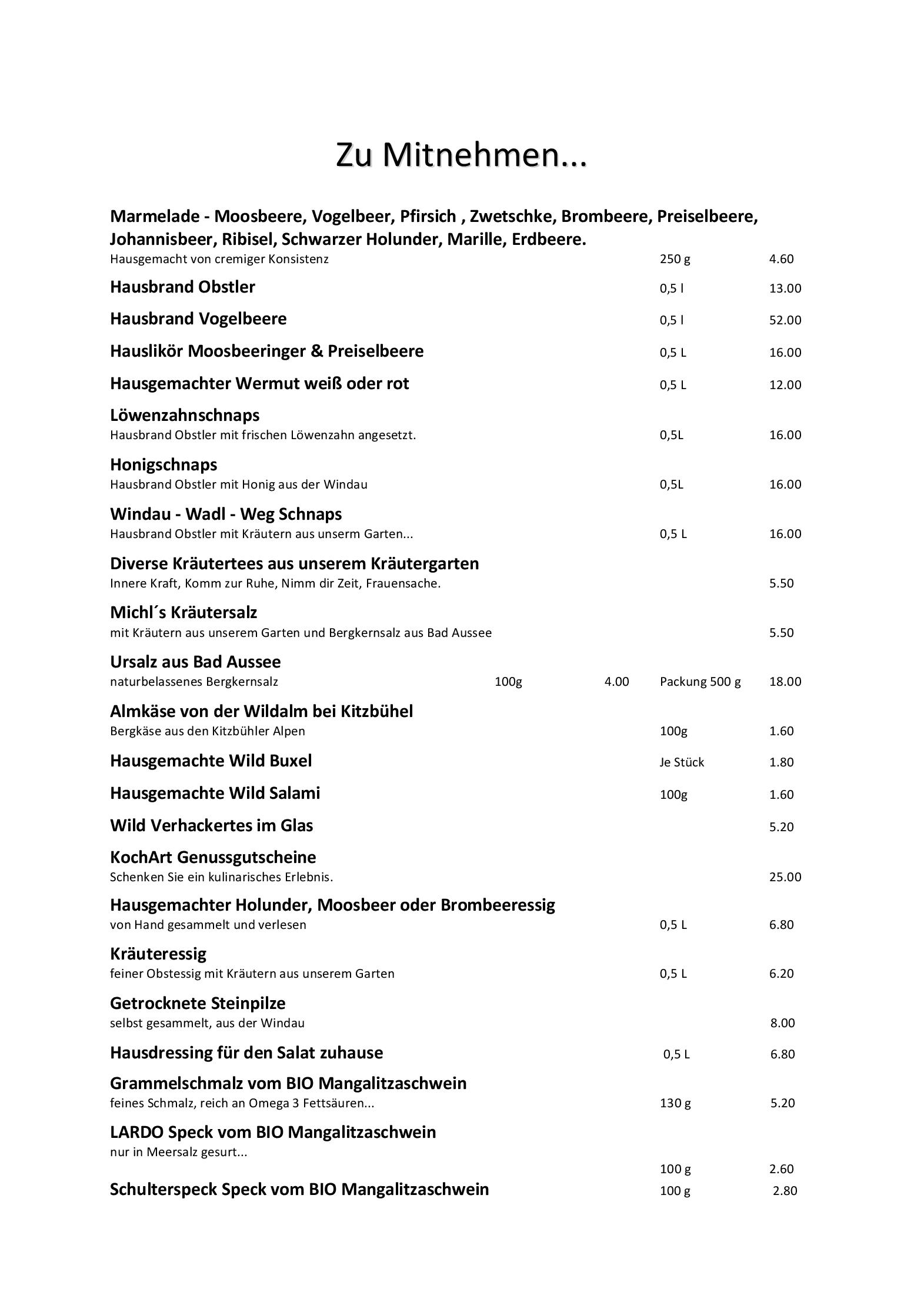 Speisekarte GASTHAUS STEINBERG in Westendorf, Seite 4
