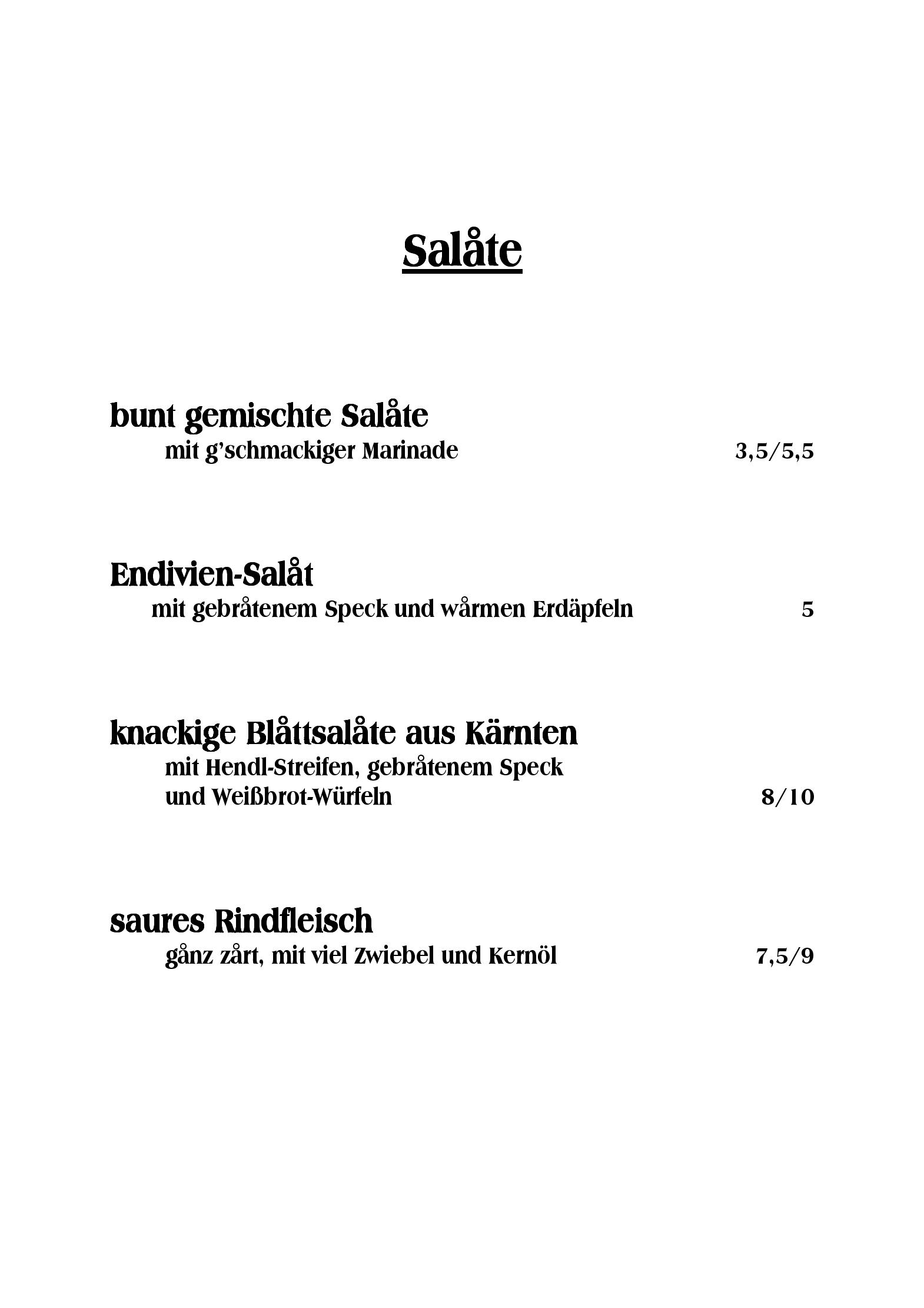 Speisekarte Wirt in Judendorf in Villach, Seite 3