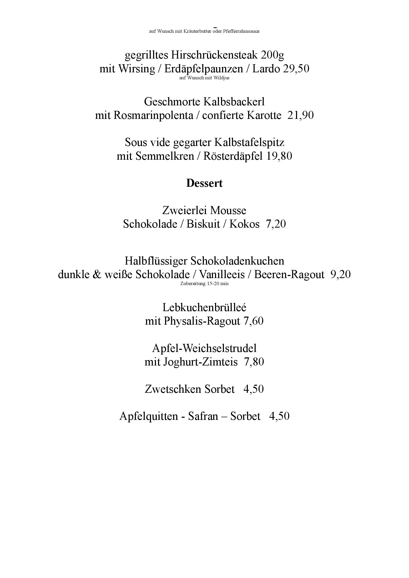 Speisekarte Latschenwirt in Großgmain, Seite 3