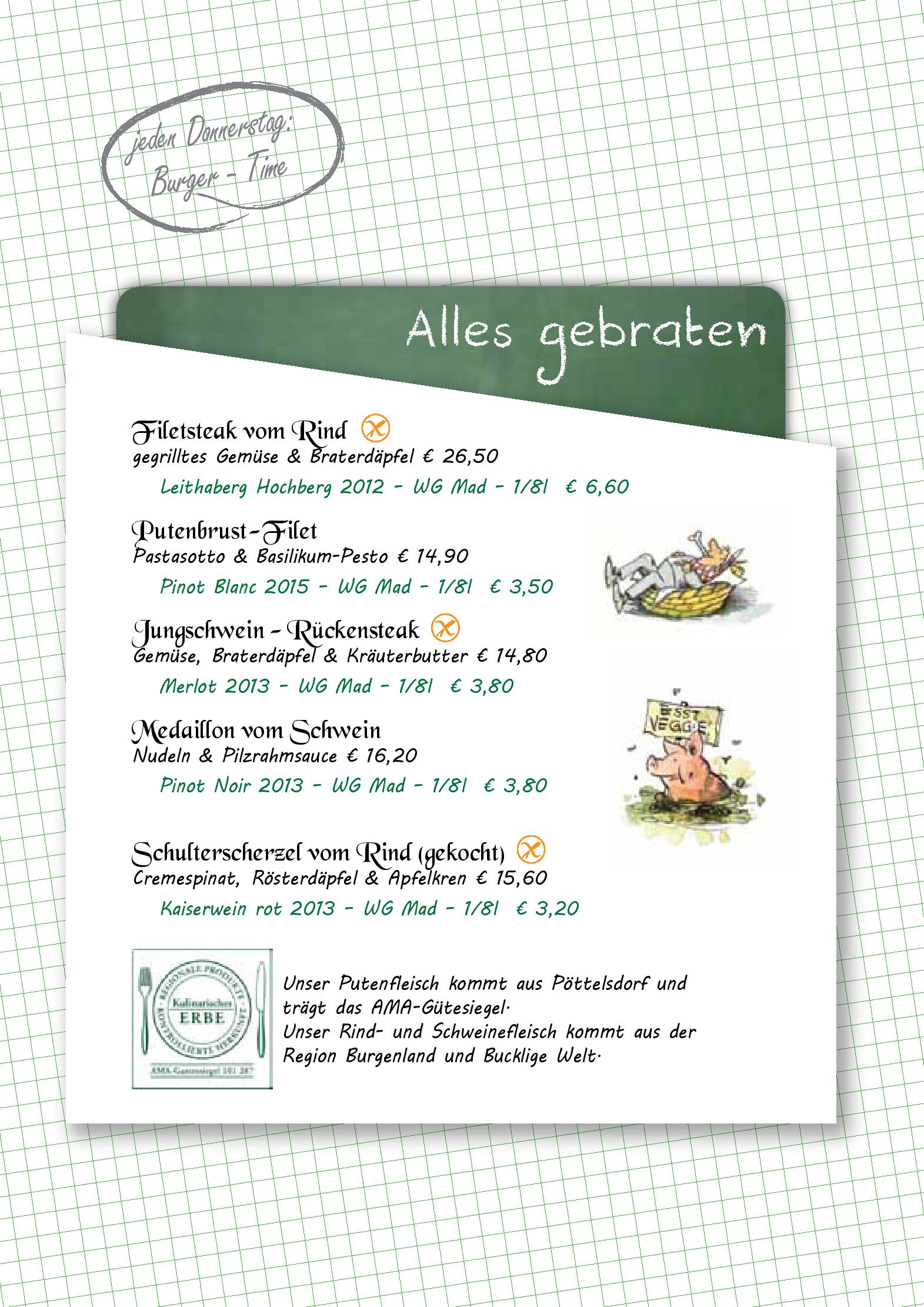 Speisekarte Zum Herztröpferl in Oggau, Seite 8