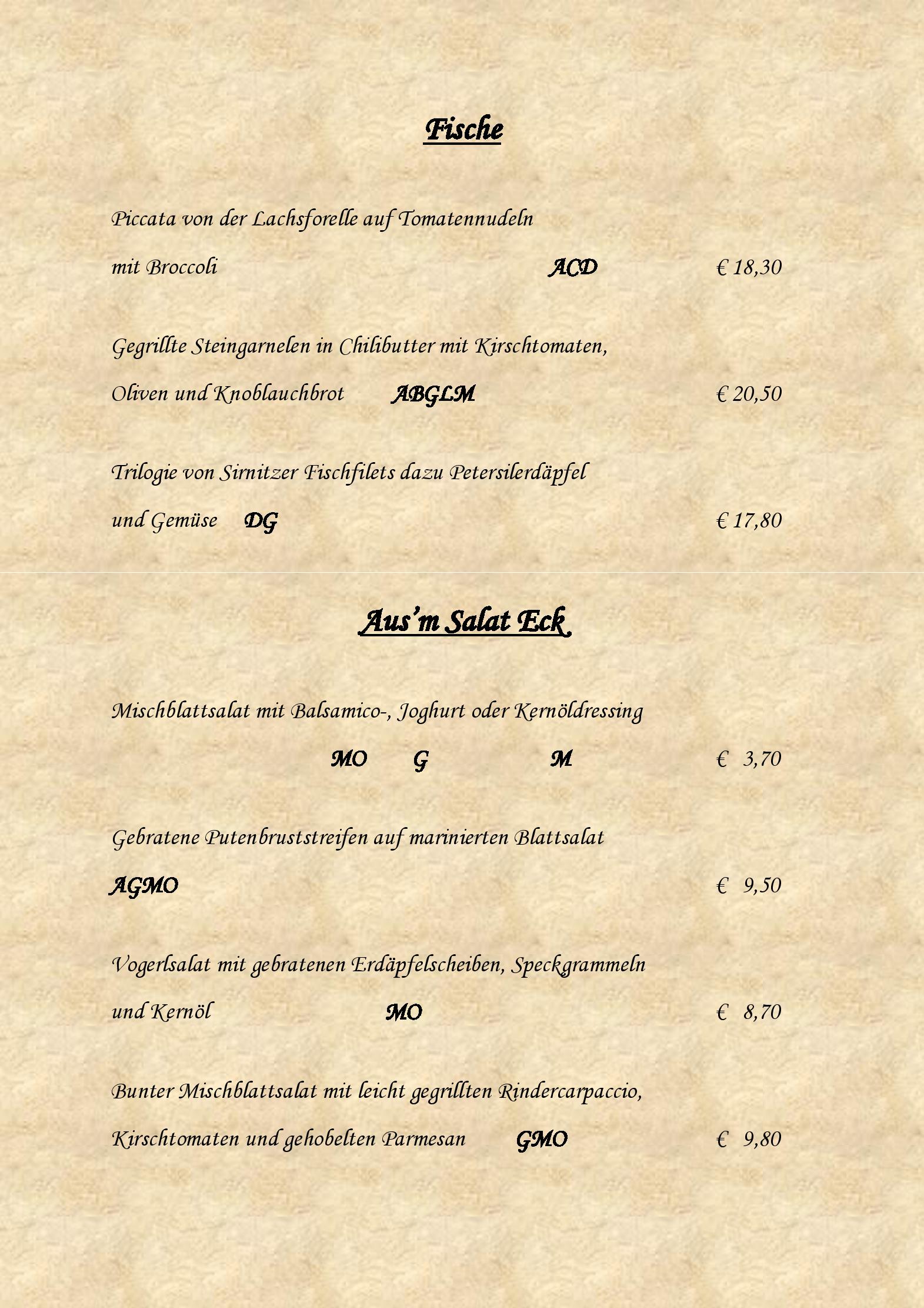 Speisekarte Zur Stub n in Sankt Kanzian, Seite 3
