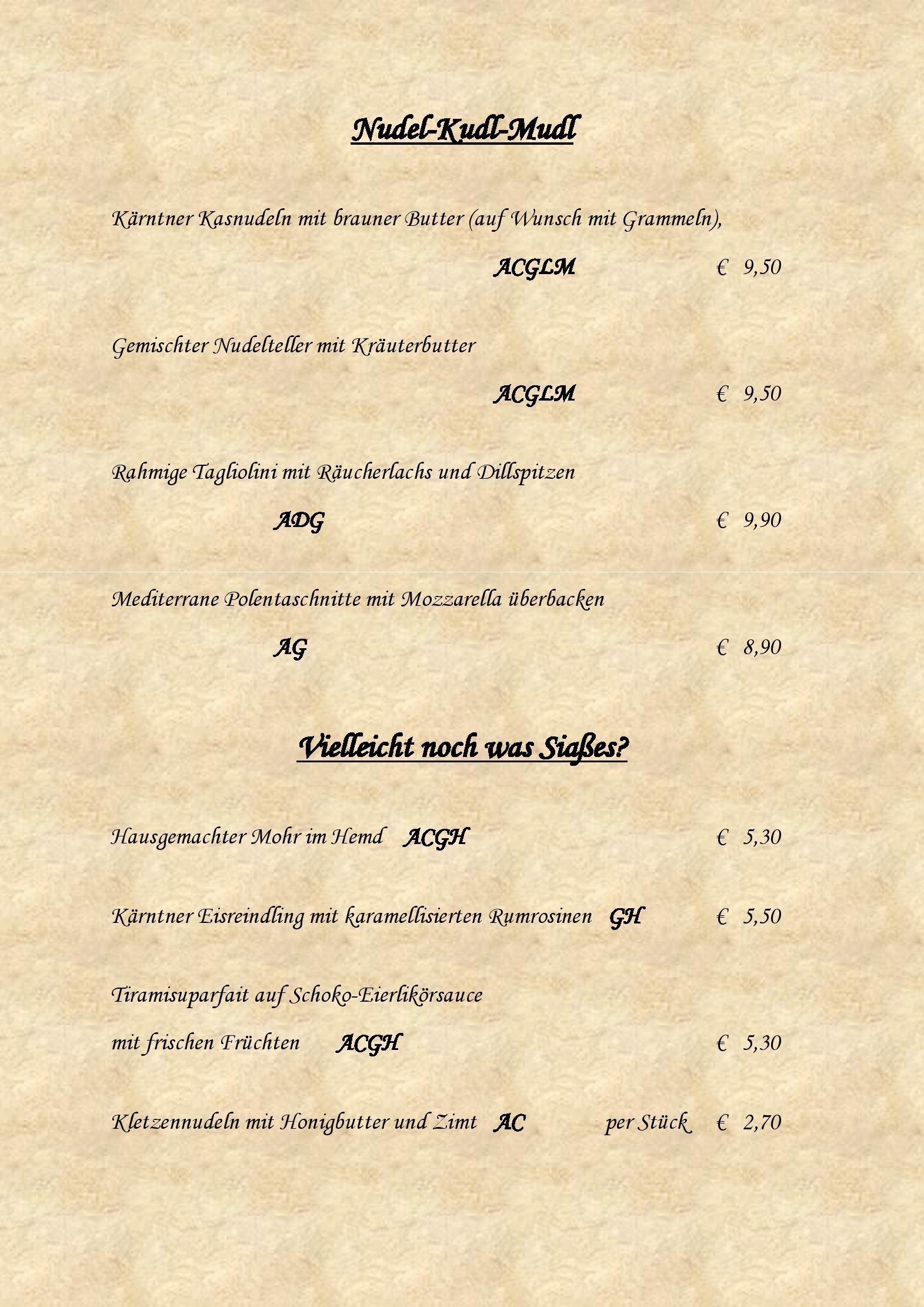 Speisekarte Zur Stub n in Sankt Kanzian, Seite 4