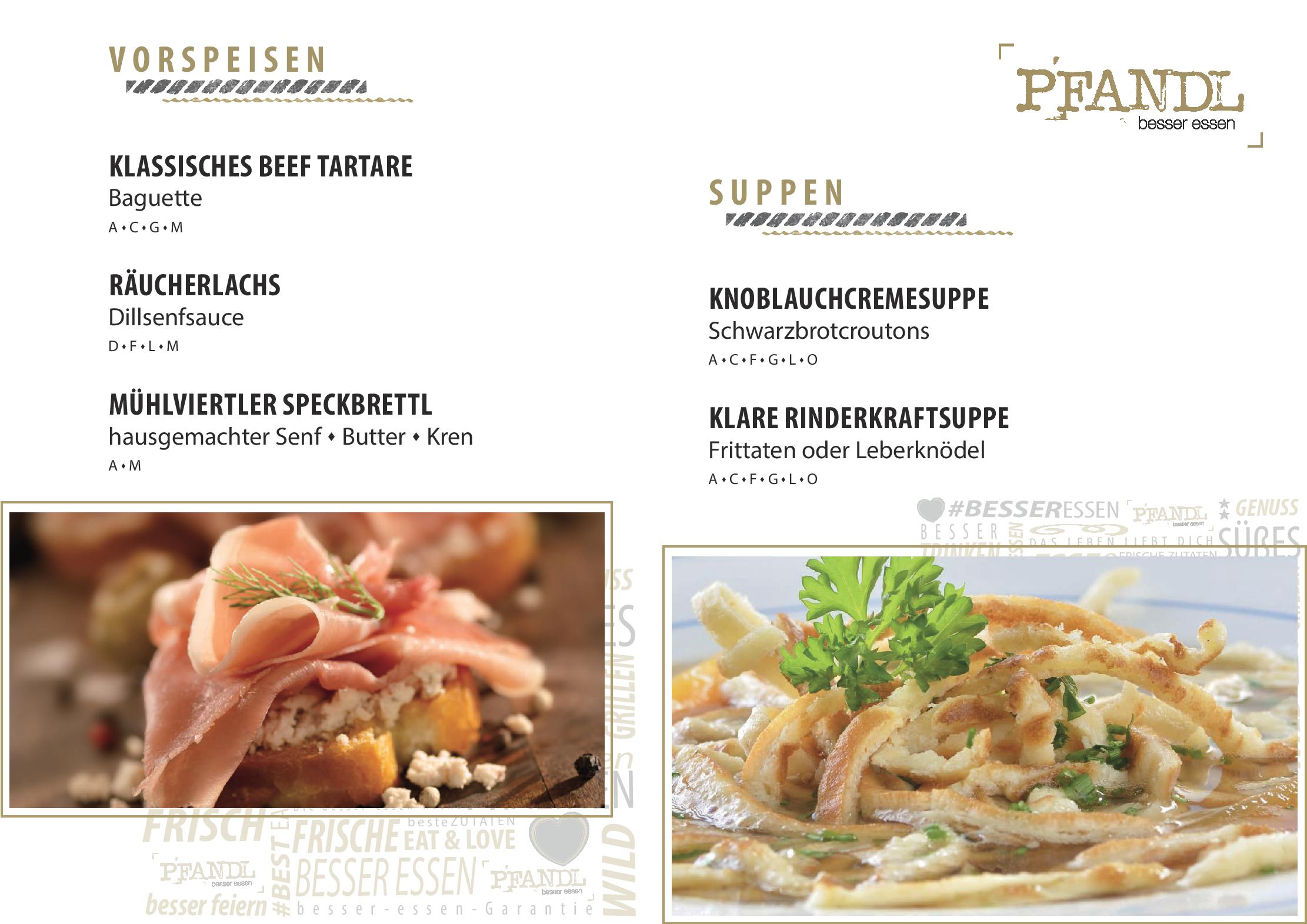 Speisekarte Restaurant Pfandl in Aigen im Mühlkreis, Seite 1