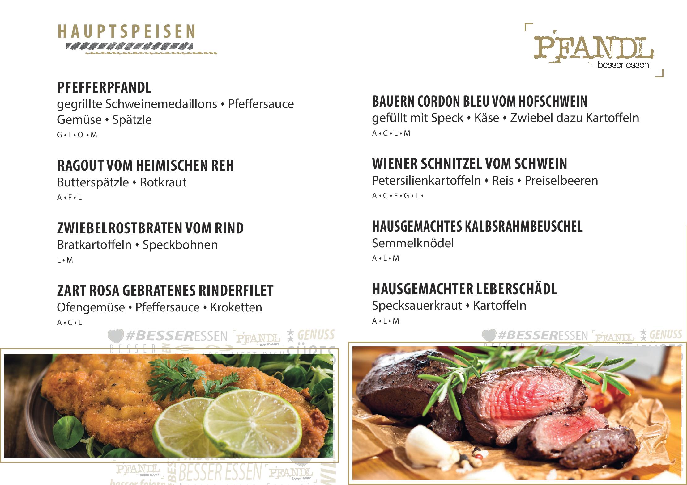 Speisekarte Restaurant Pfandl in Aigen im Mühlkreis, Seite 2
