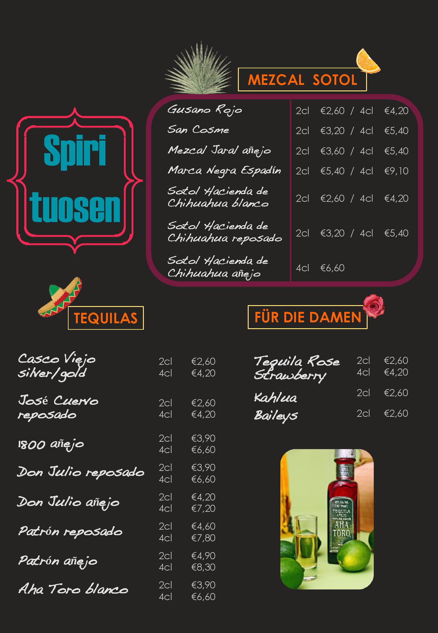 Speisekarte Doña Irma in Wien, Seite 2