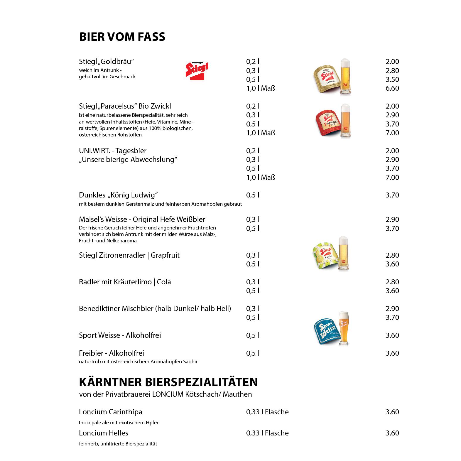 Speisekarte UNI.WIRT. Klagenfurt in Klagenfurt, Seite 17