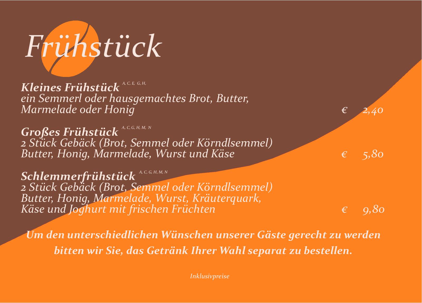 Speisekarte Cafe 172, Neuschäfer John-Patrick in Koessen, Seite 1