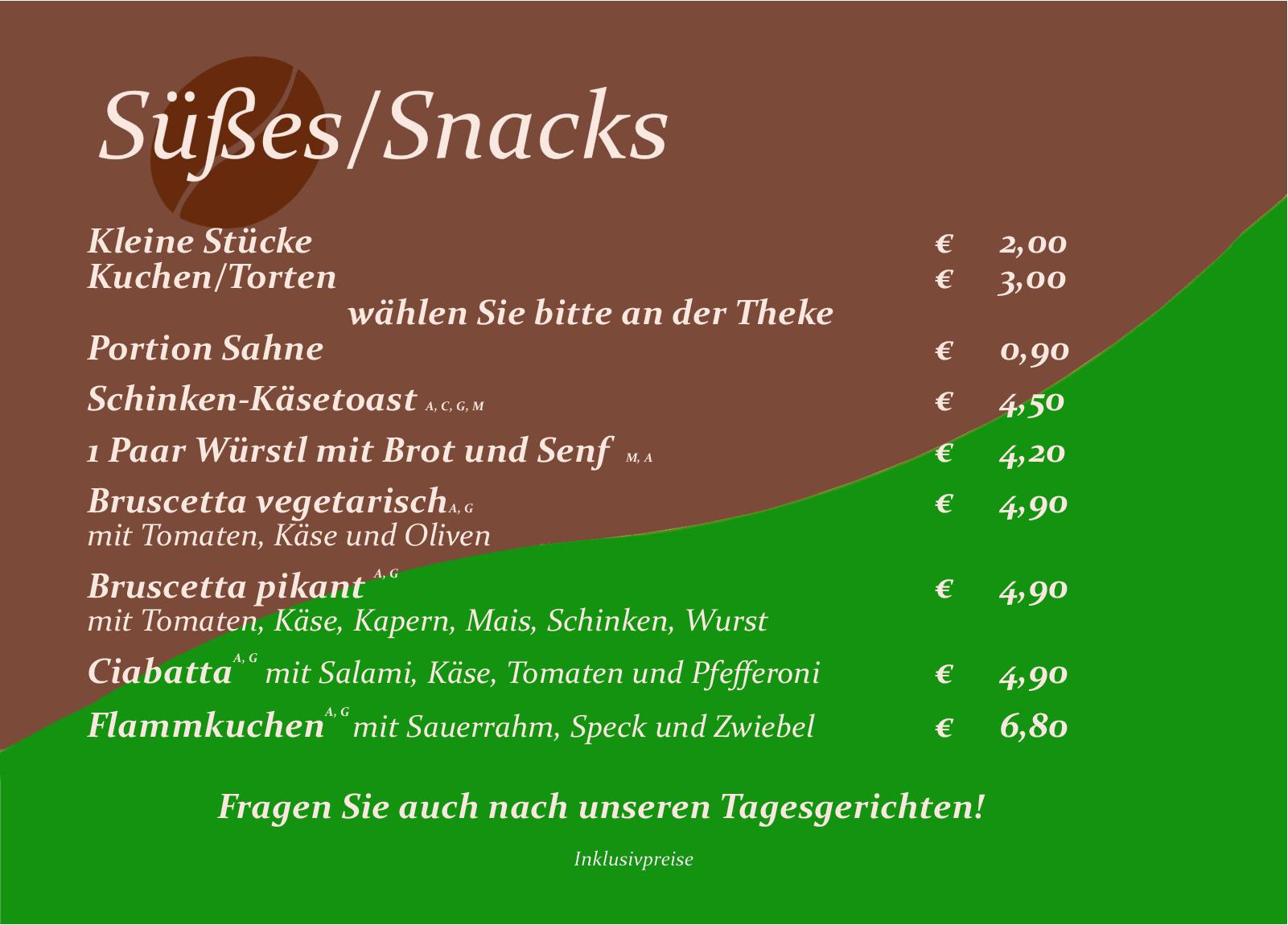 Speisekarte Cafe 172, Neuschäfer John-Patrick in Koessen, Seite 3