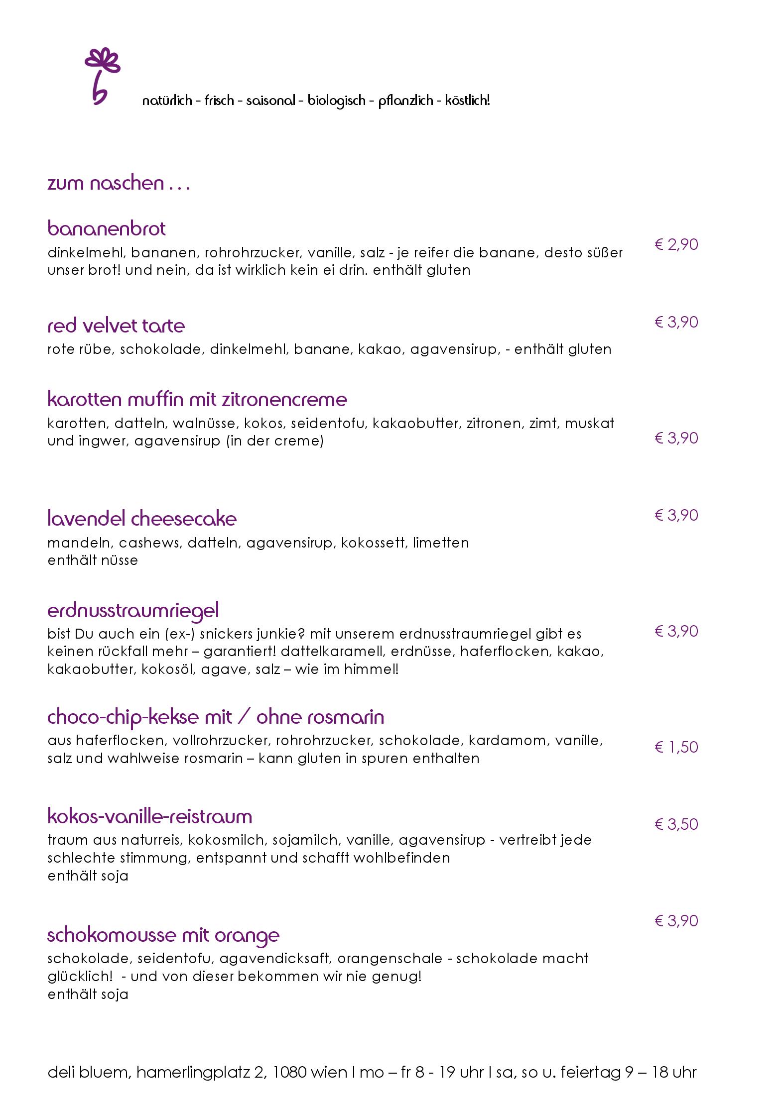 Speisekarte deli bluem in Wien, Seite 4