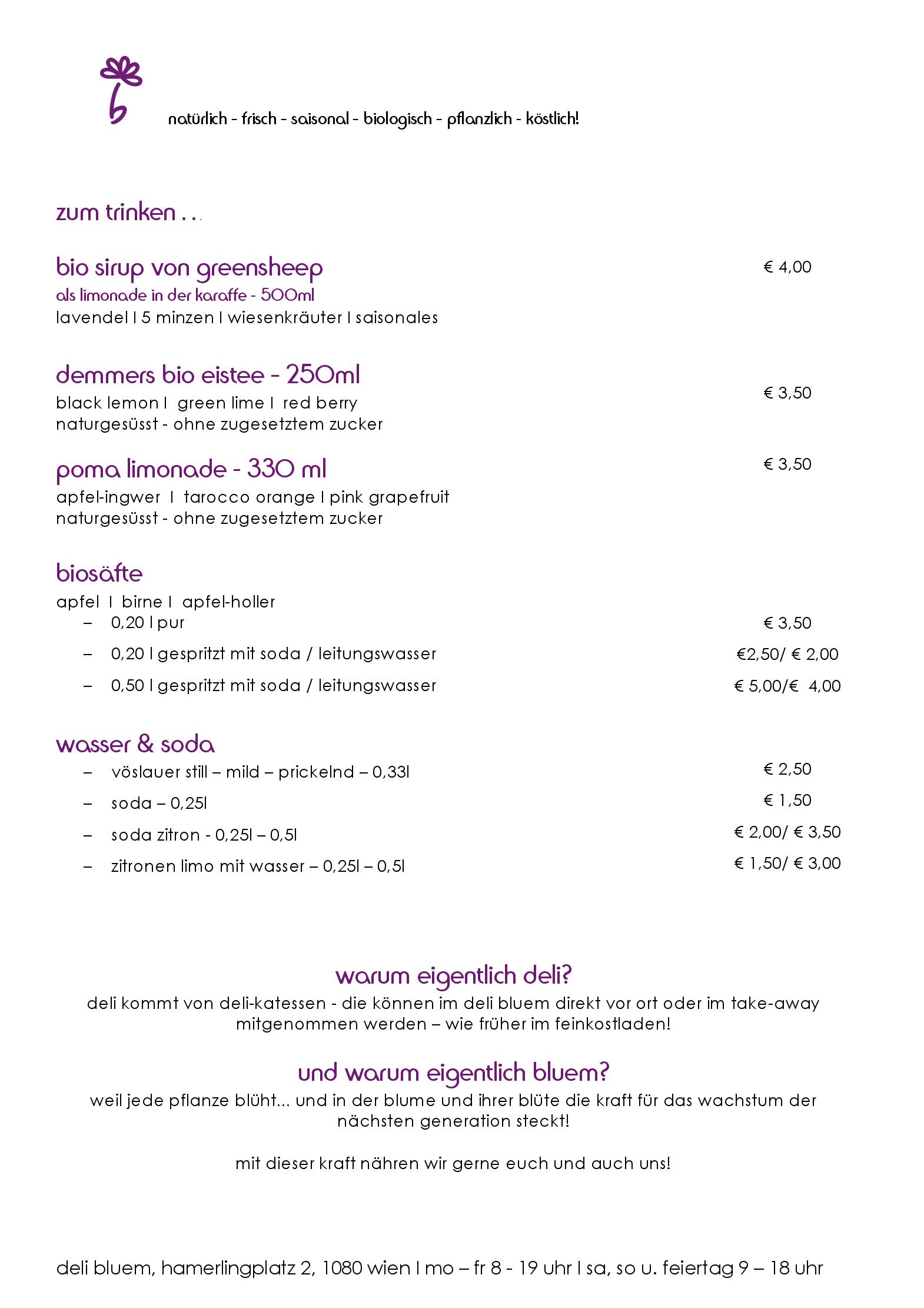 Speisekarte deli bluem in Wien, Seite 6