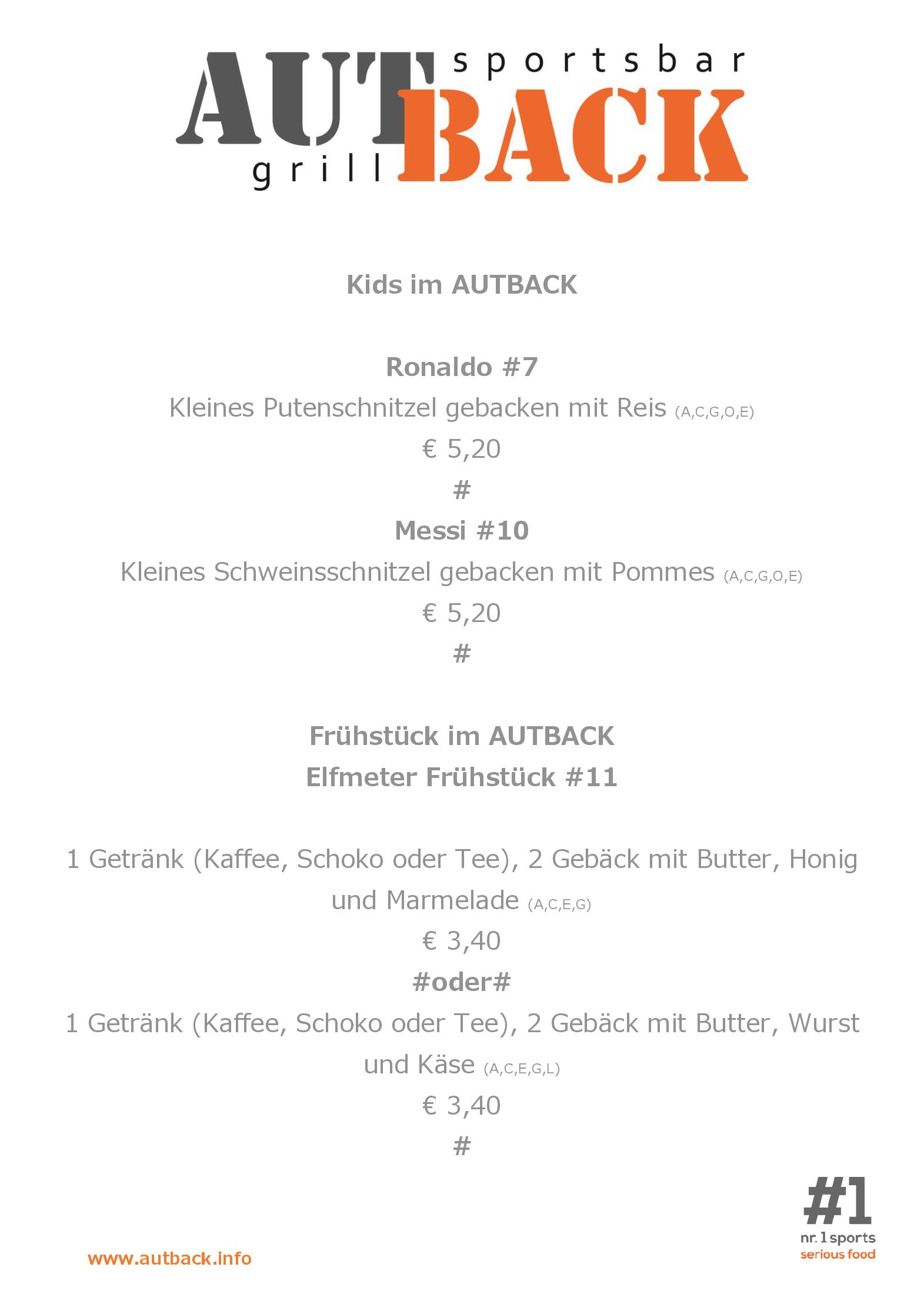 Speisekarte AUT BACK Grill Sportsbar in Ritzing, Seite 7