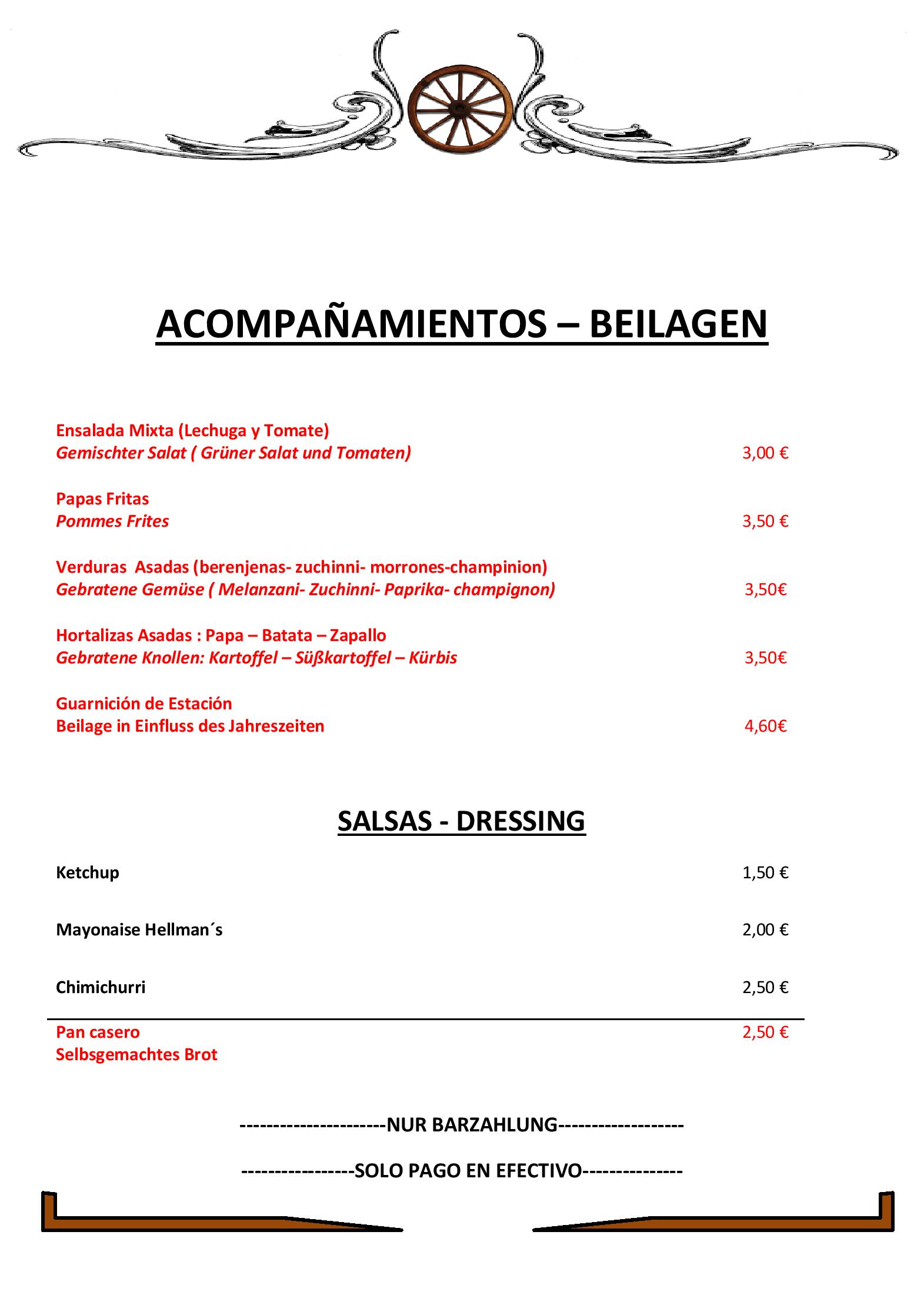 Speisekarte La Huella argentinisches Steakhaus in Wien, Seite 4
