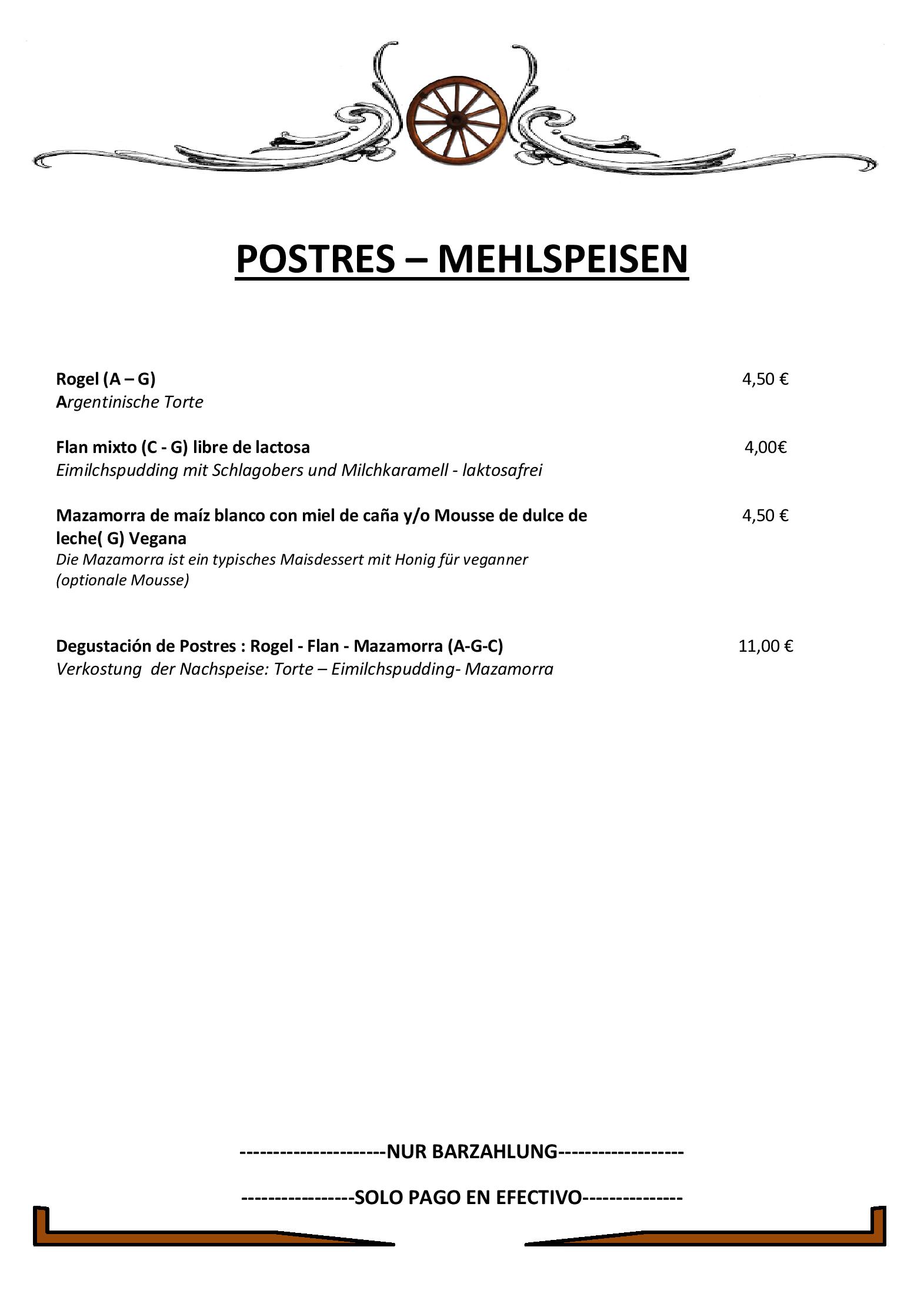 Speisekarte La Huella argentinisches Steakhaus in Wien, Seite 5