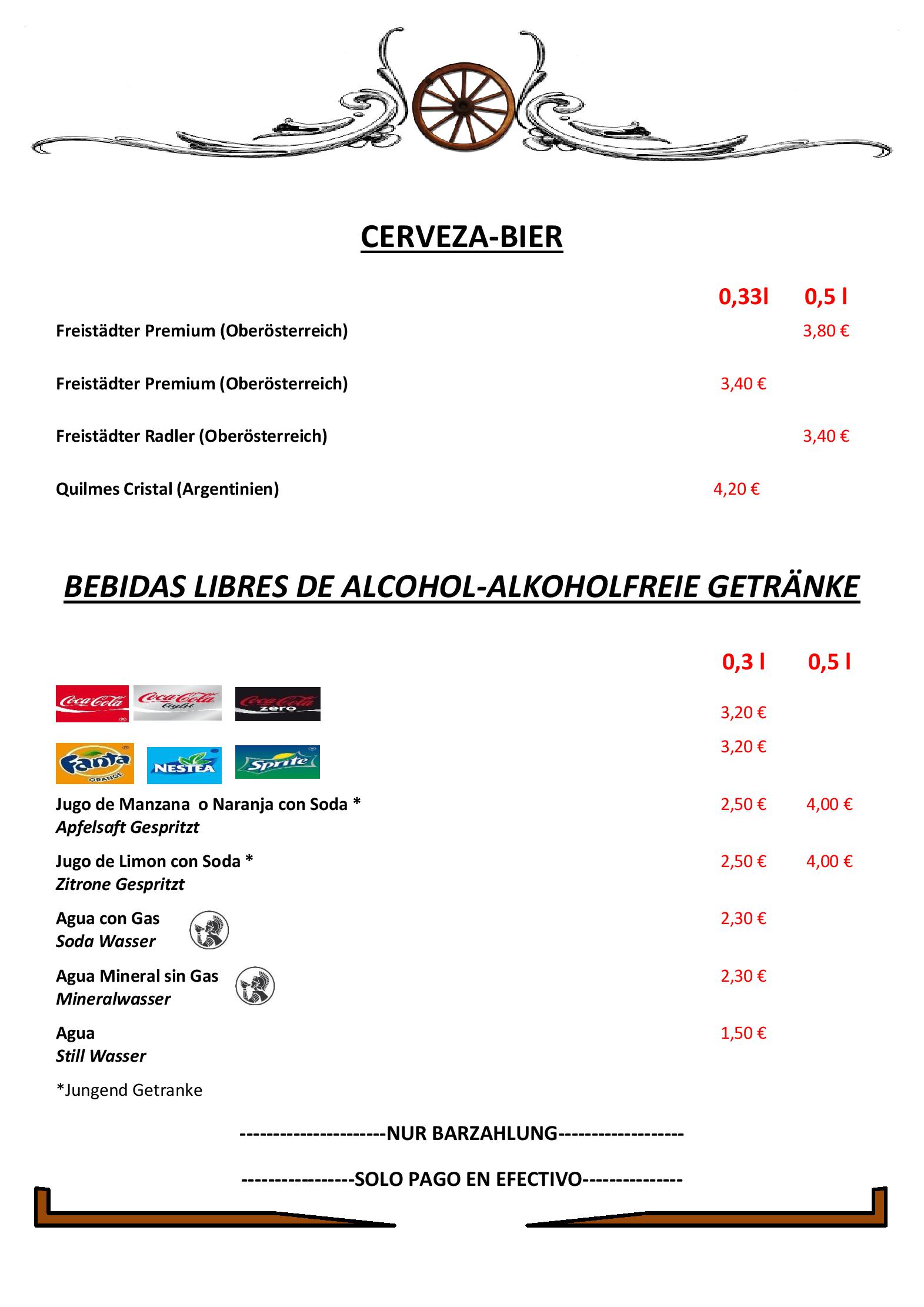 Speisekarte La Huella argentinisches Steakhaus in Wien, Seite 7
