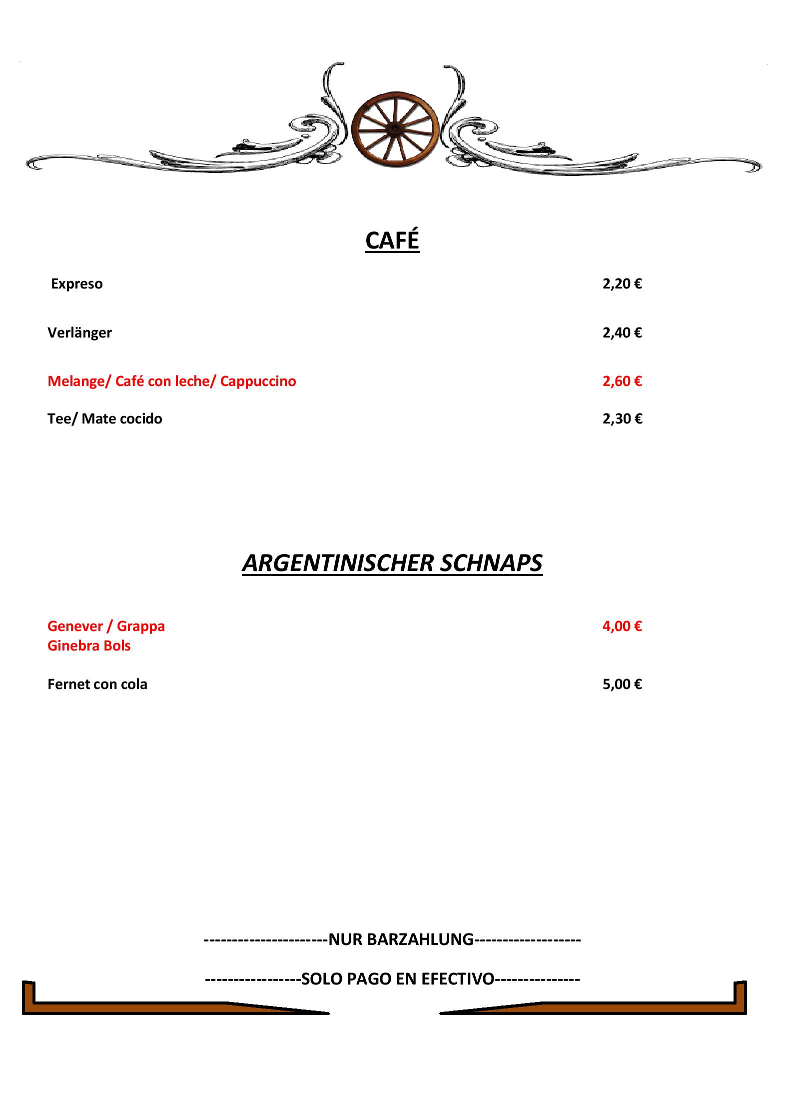 Speisekarte La Huella argentinisches Steakhaus in Wien, Seite 8