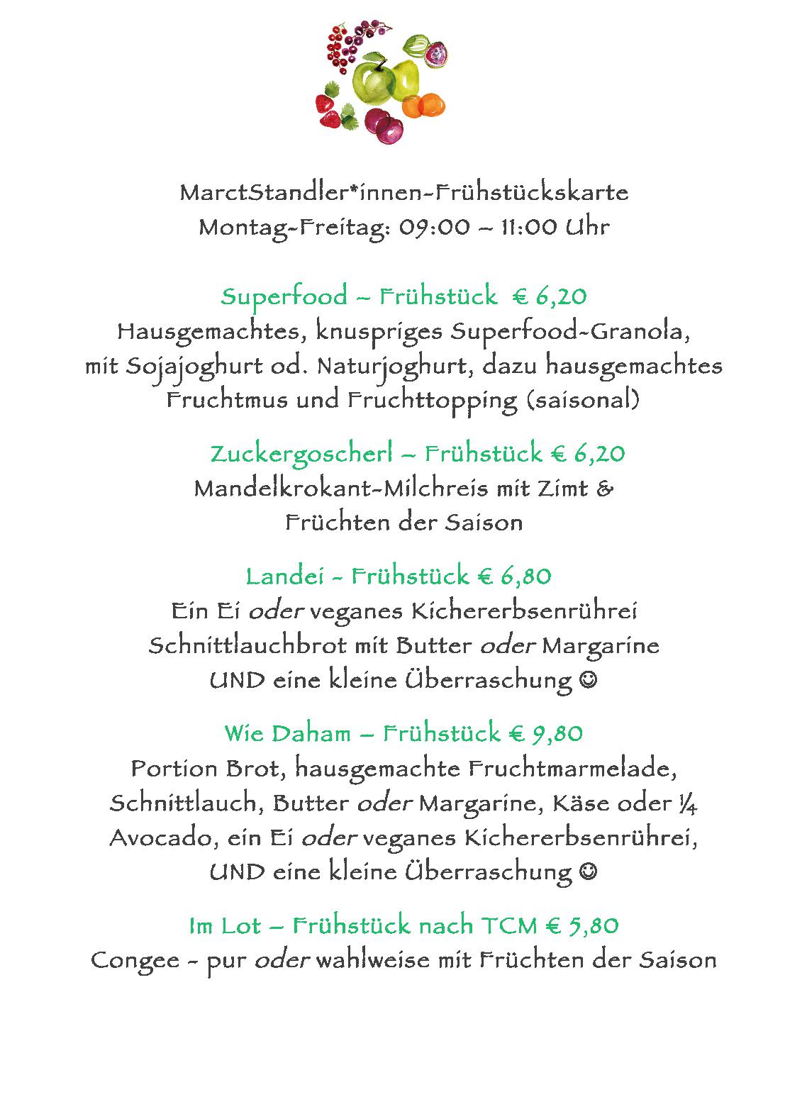 Speisekarte MarctStandl in Wien, Seite 2