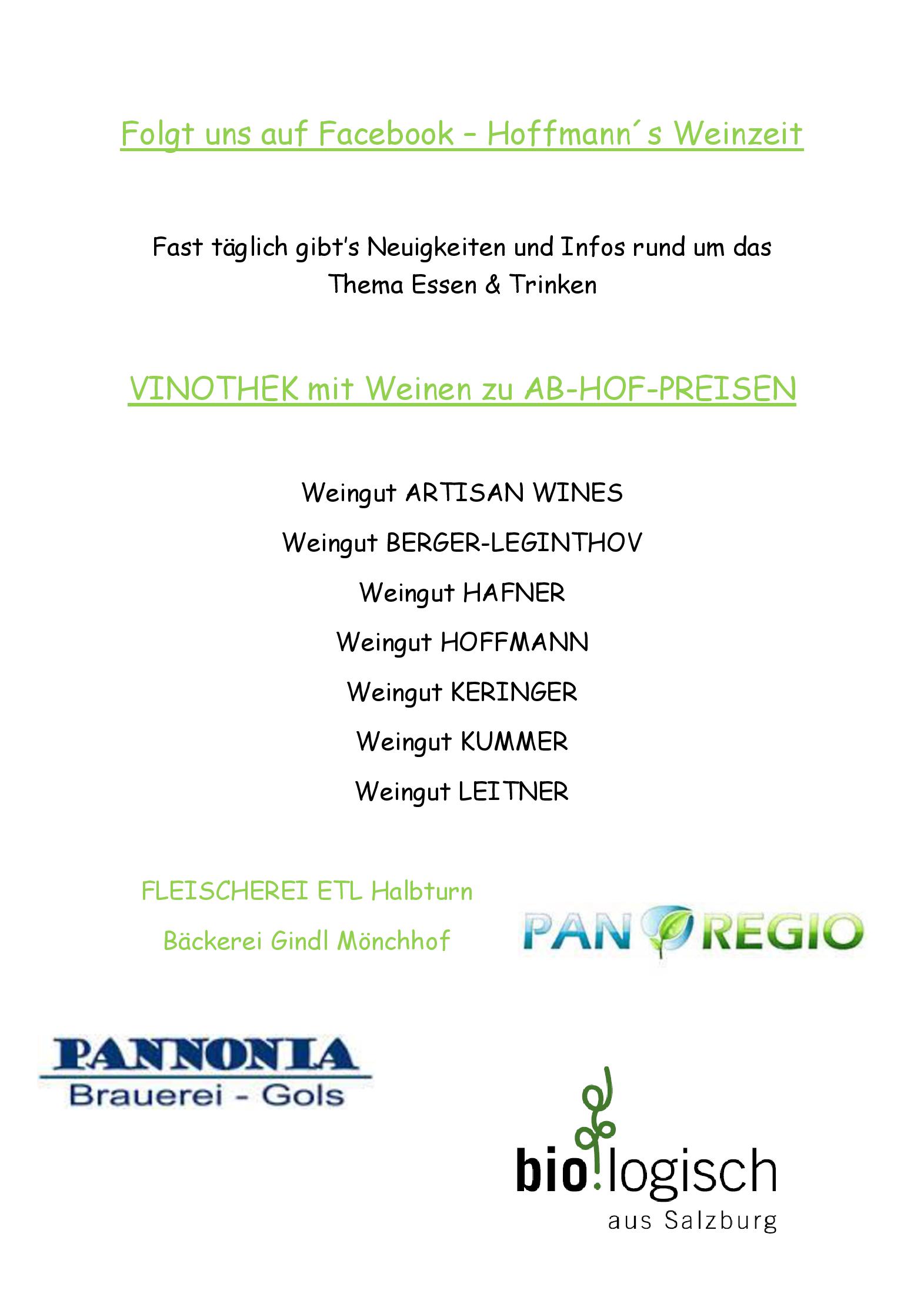 Speisekarte Hoffmanns Weinzeit - Heurigenrestaurant in Mönchhof, Seite 12