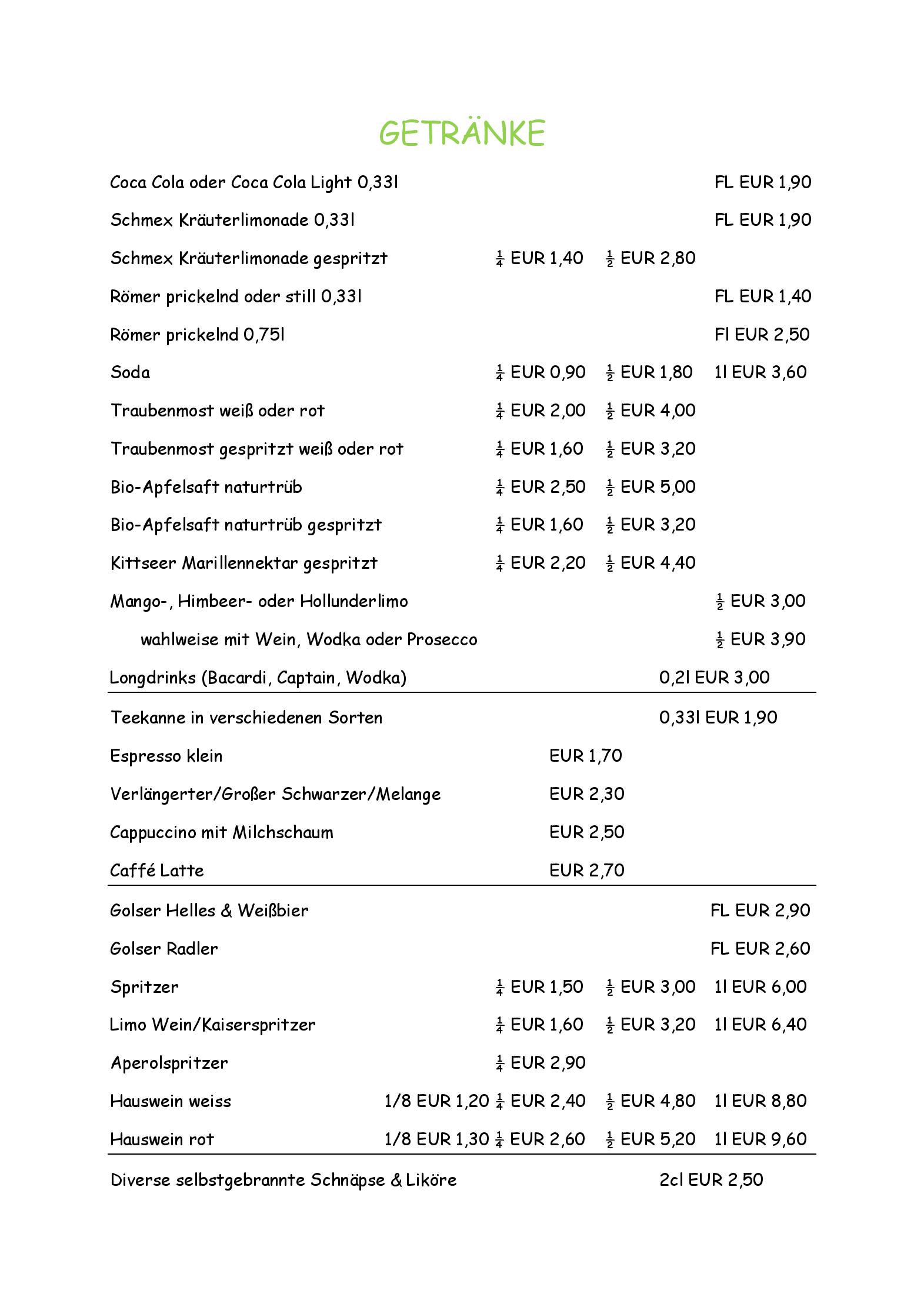 Speisekarte Hoffmanns Weinzeit - Heurigenrestaurant in Mönchhof, Seite 2