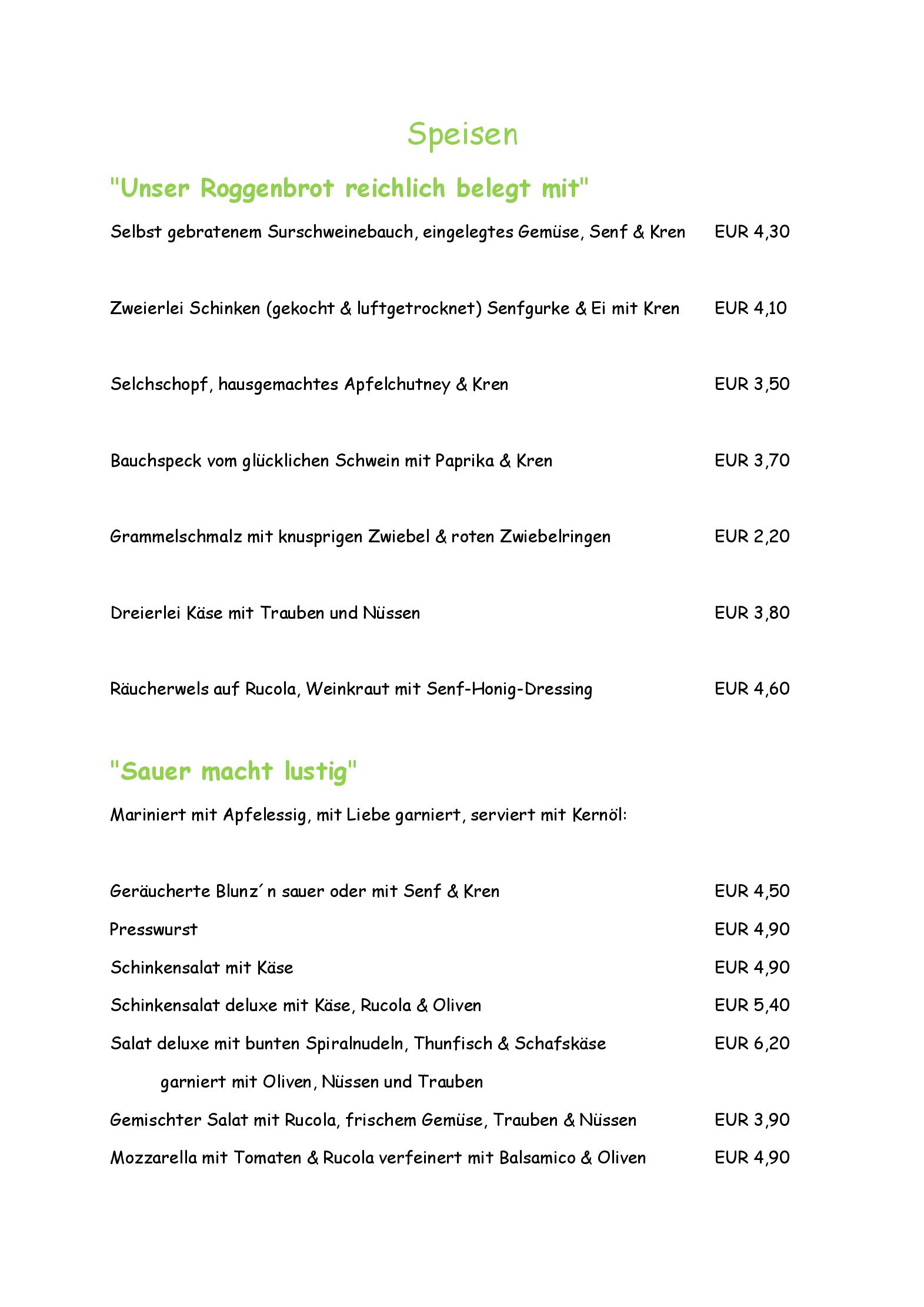 Speisekarte Hoffmanns Weinzeit - Heurigenrestaurant in Mönchhof, Seite 3