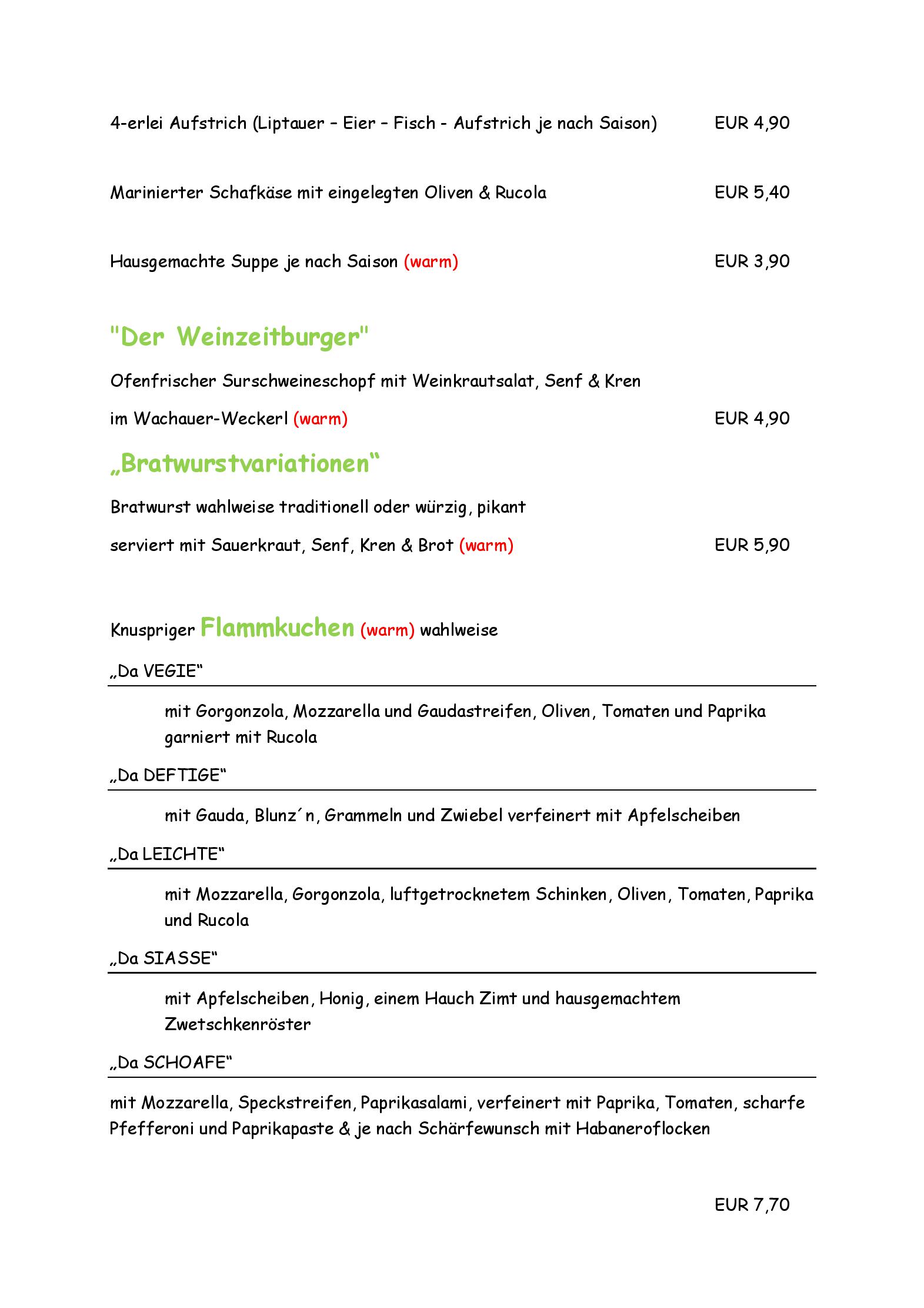 Speisekarte Hoffmanns Weinzeit - Heurigenrestaurant in Mönchhof, Seite 4