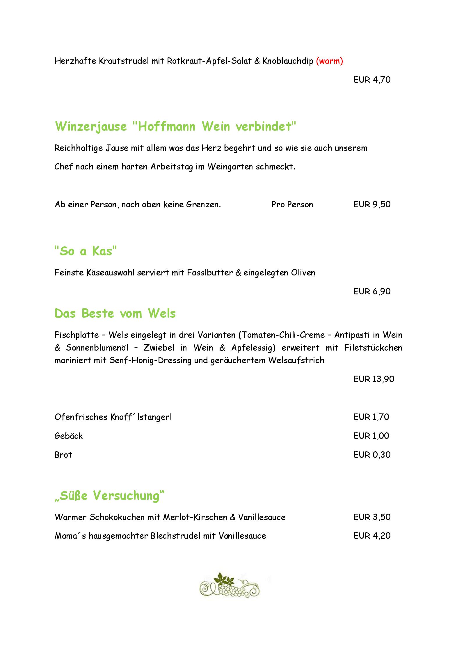Speisekarte Hoffmanns Weinzeit - Heurigenrestaurant in Mönchhof, Seite 5