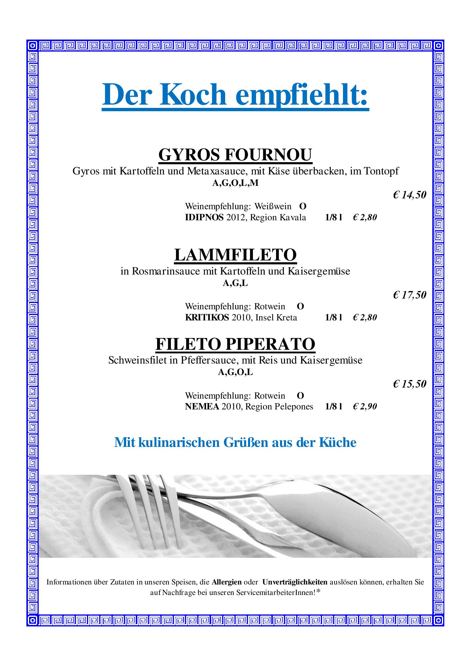 Speisekarte Restaurant Sokrates in Wien, Seite 16