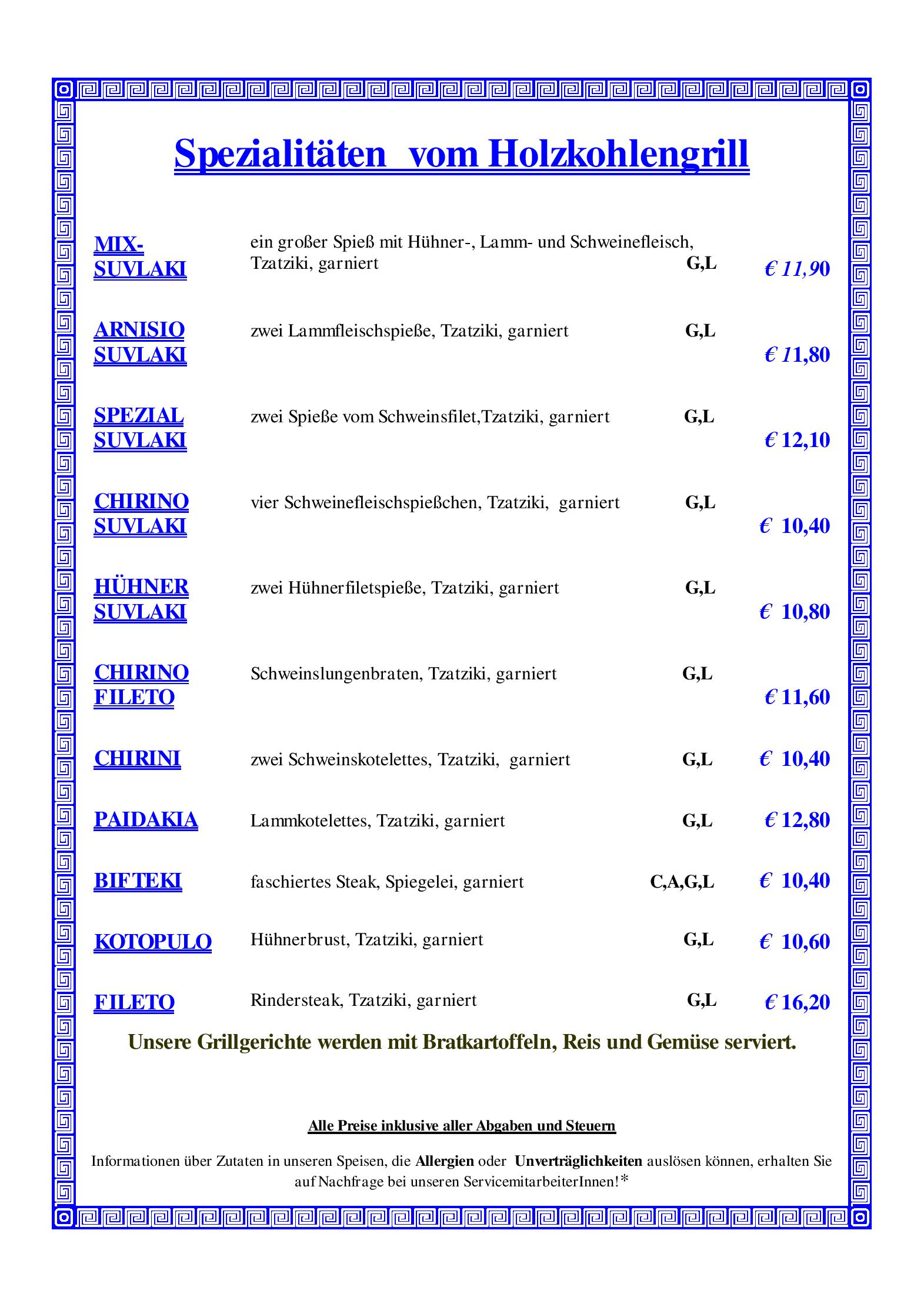 Speisekarte Restaurant Sokrates in Wien, Seite 3