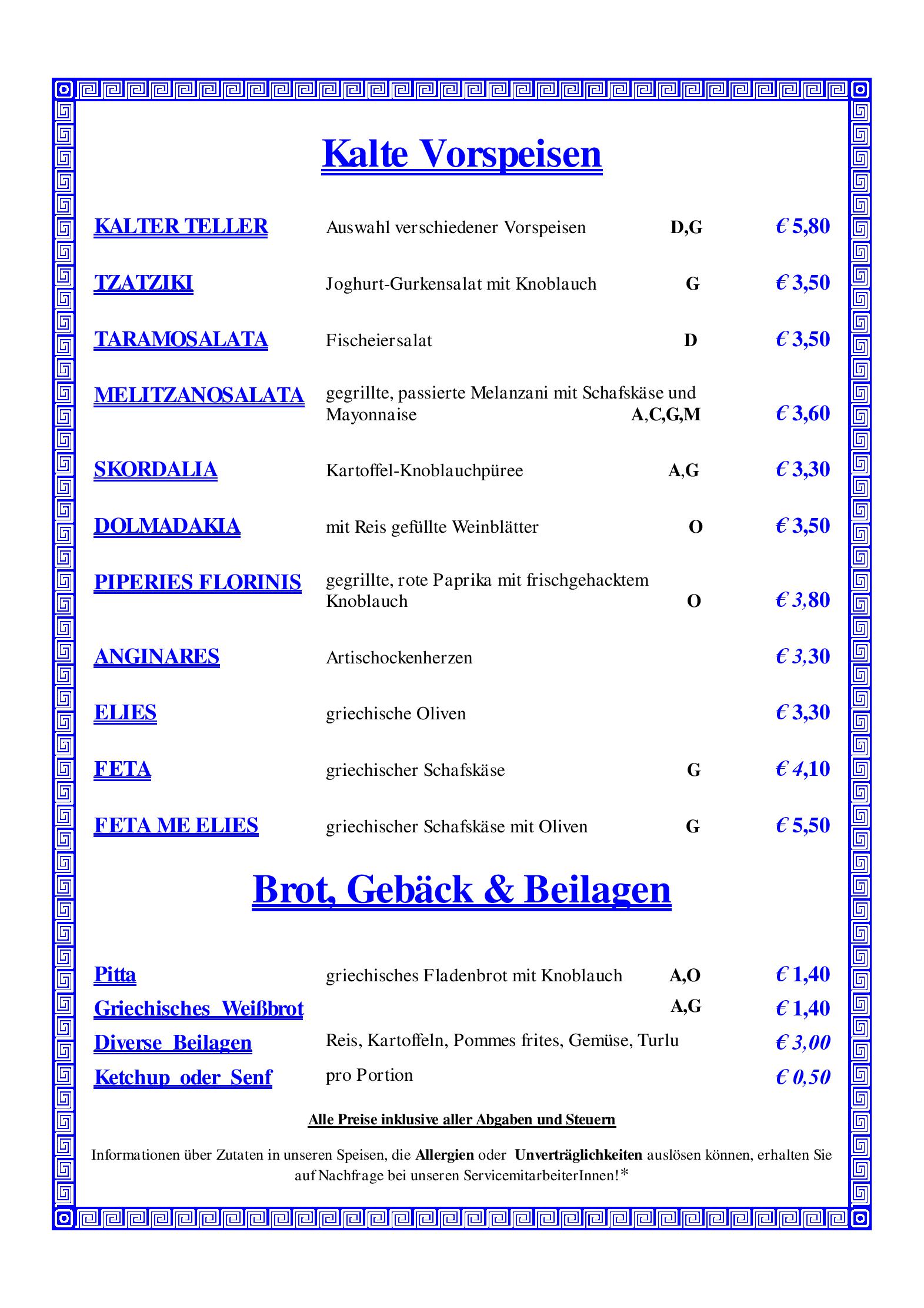 Speisekarte Restaurant Sokrates in Wien, Seite 4