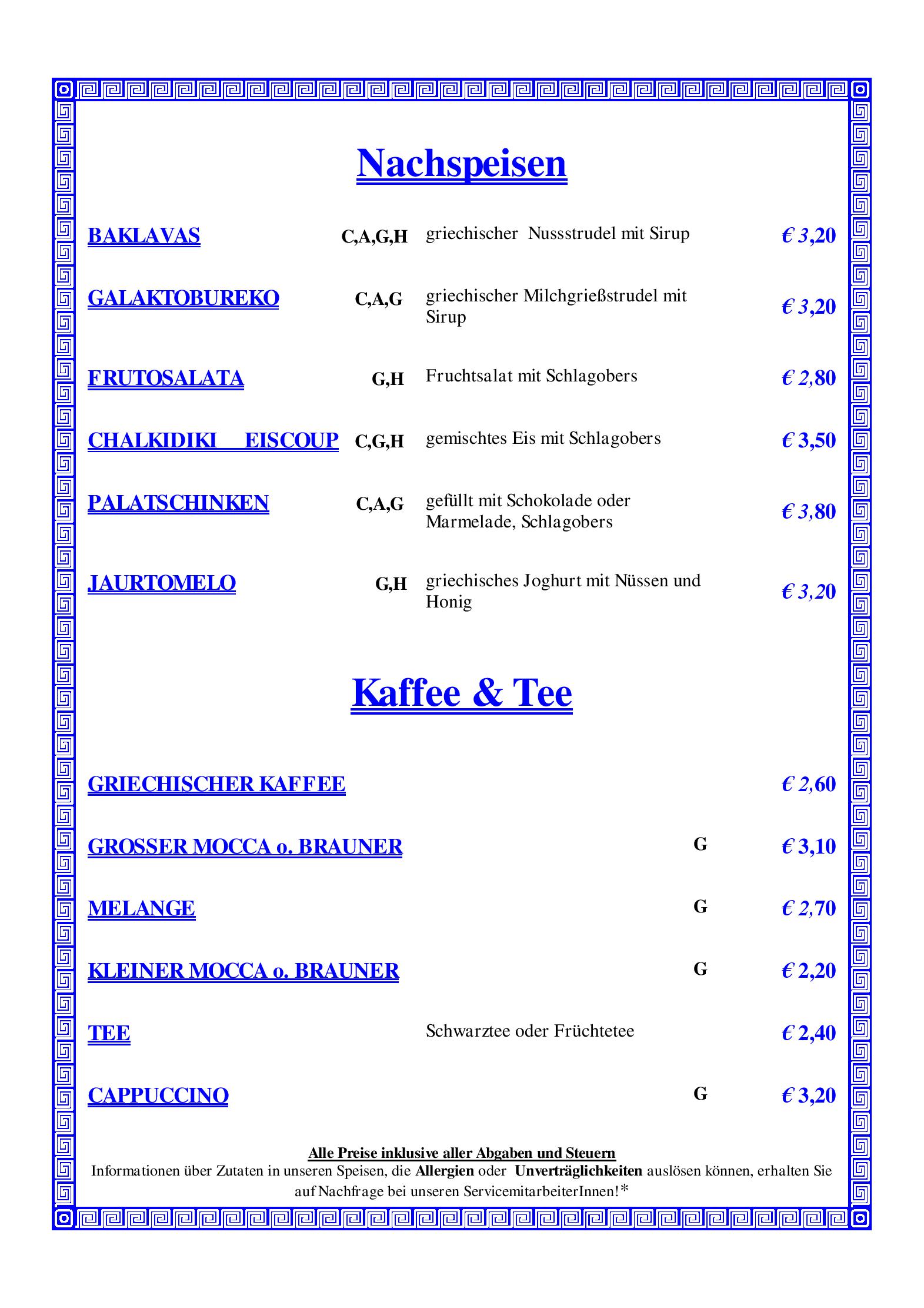 Speisekarte Restaurant Sokrates in Wien, Seite 5