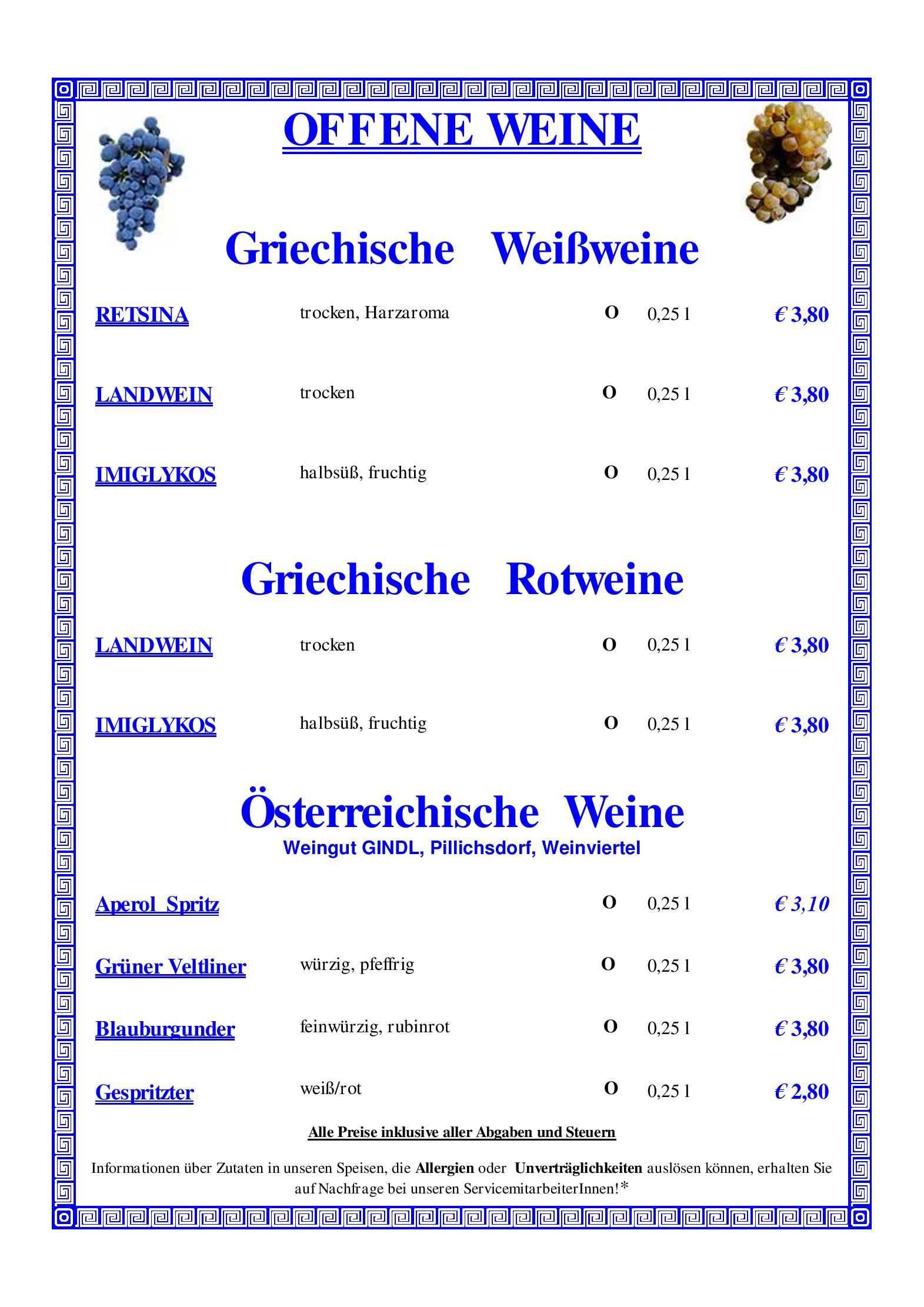 Speisekarte Restaurant Sokrates in Wien, Seite 6