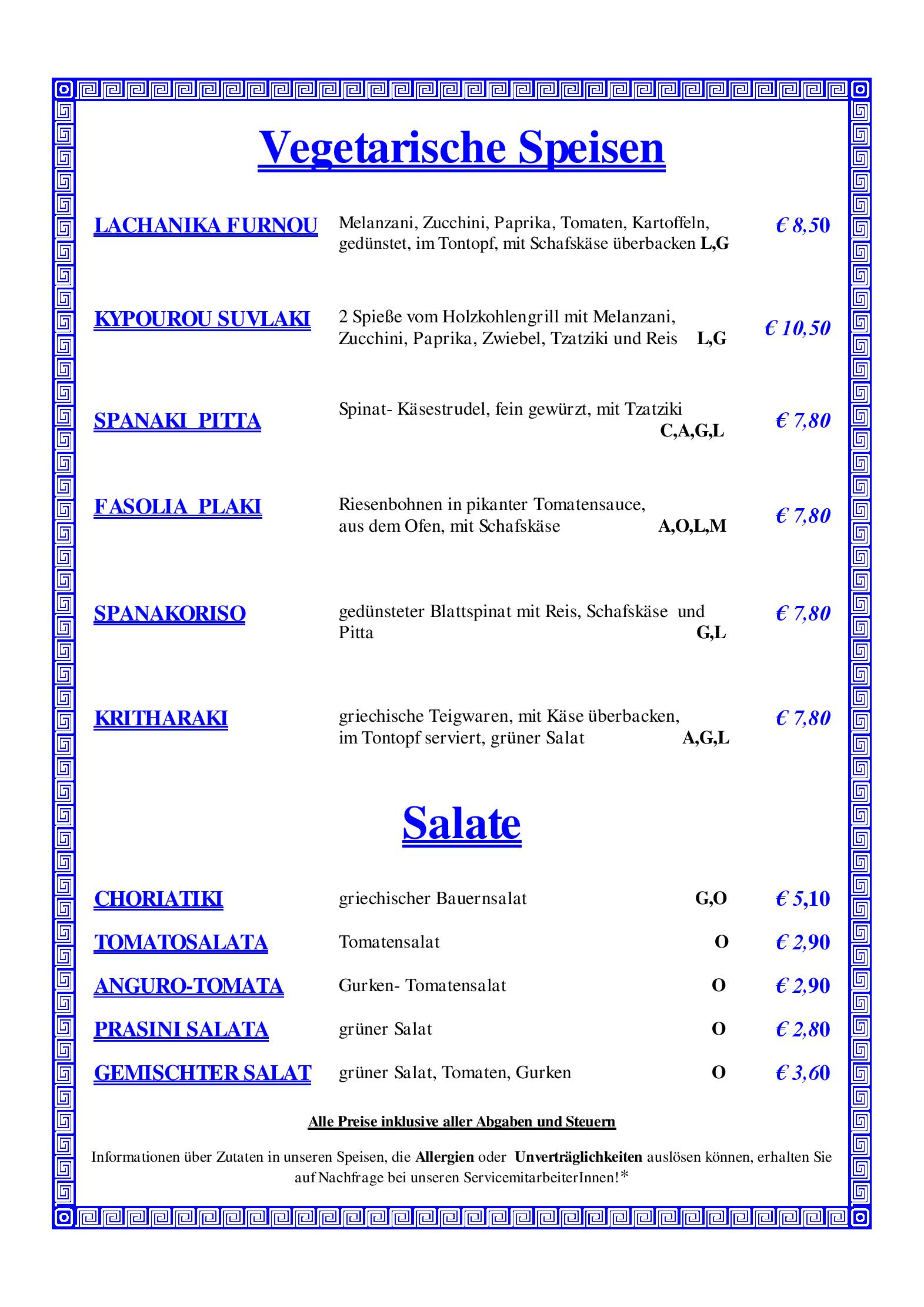 Speisekarte Restaurant Sokrates in Wien, Seite 7
