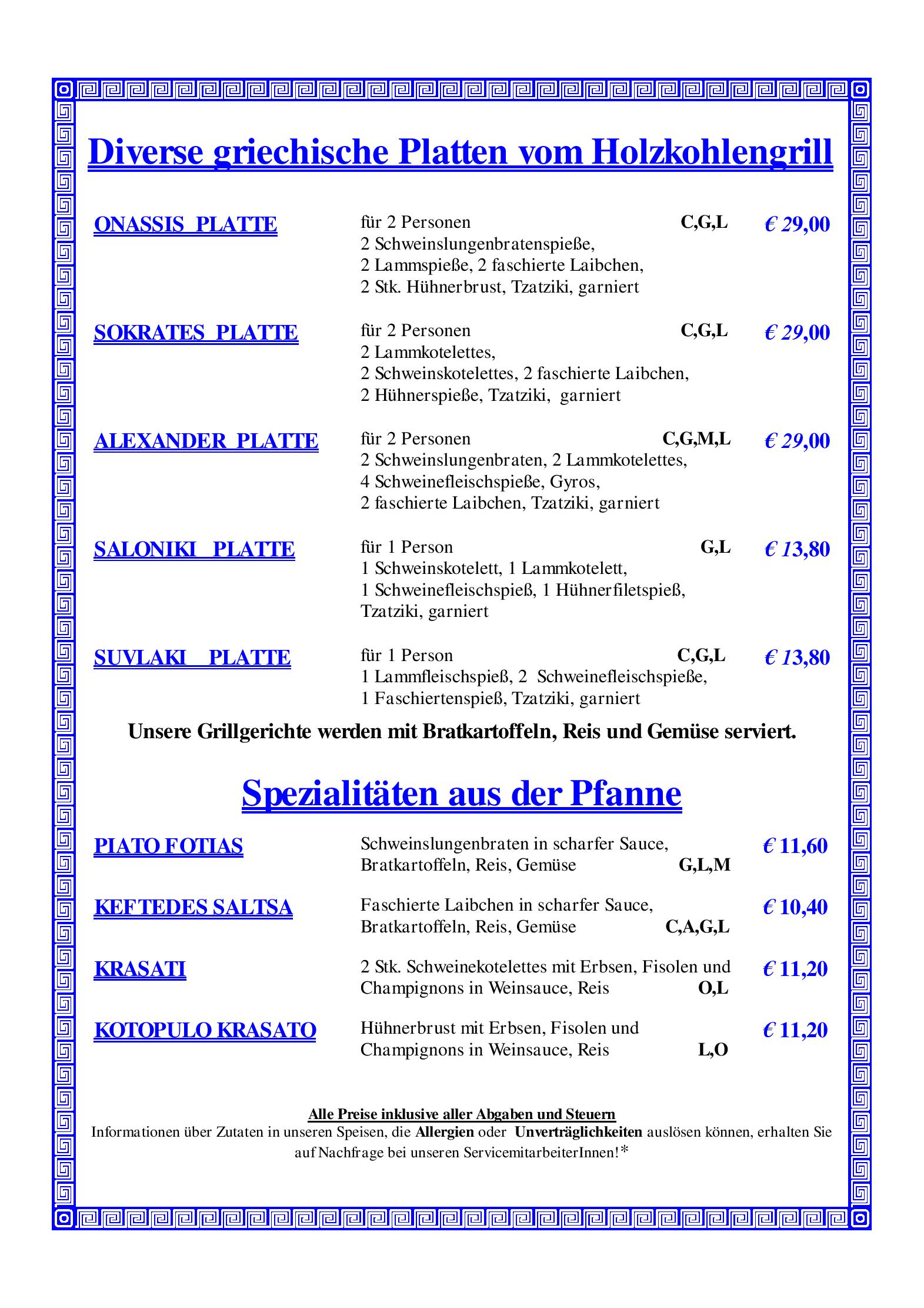 Speisekarte Restaurant Sokrates in Wien, Seite 8
