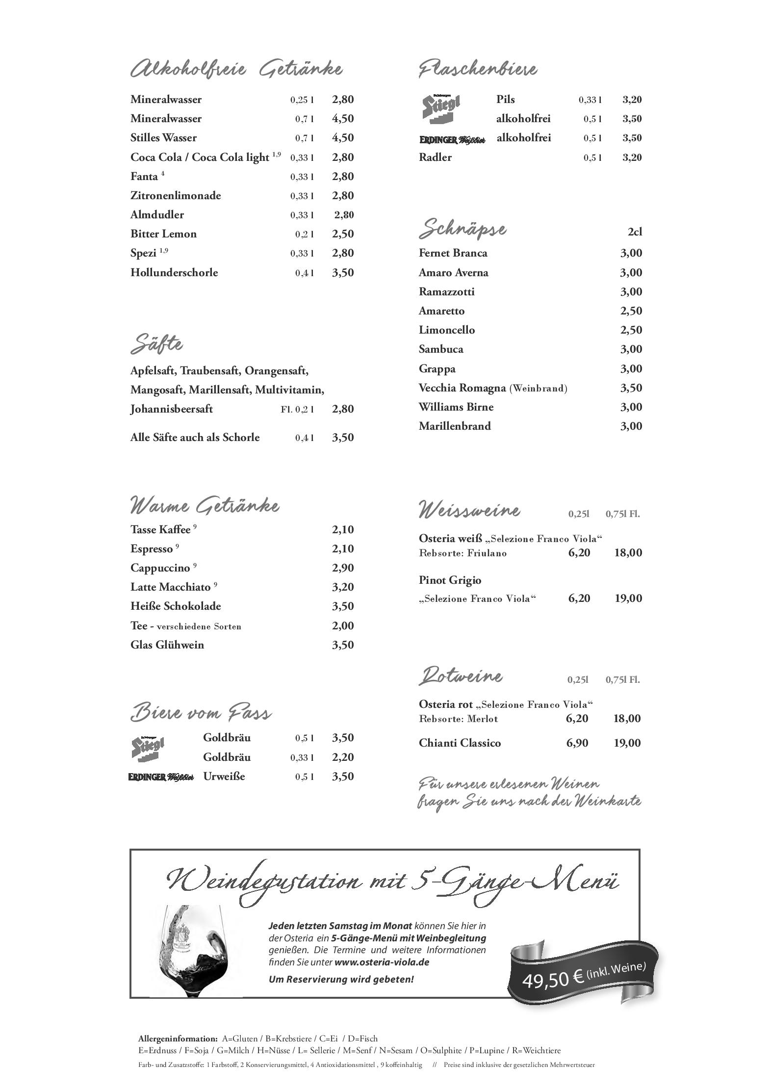 Speisekarte Restaurant Osteria Da Franco in Telfs, Seite 4