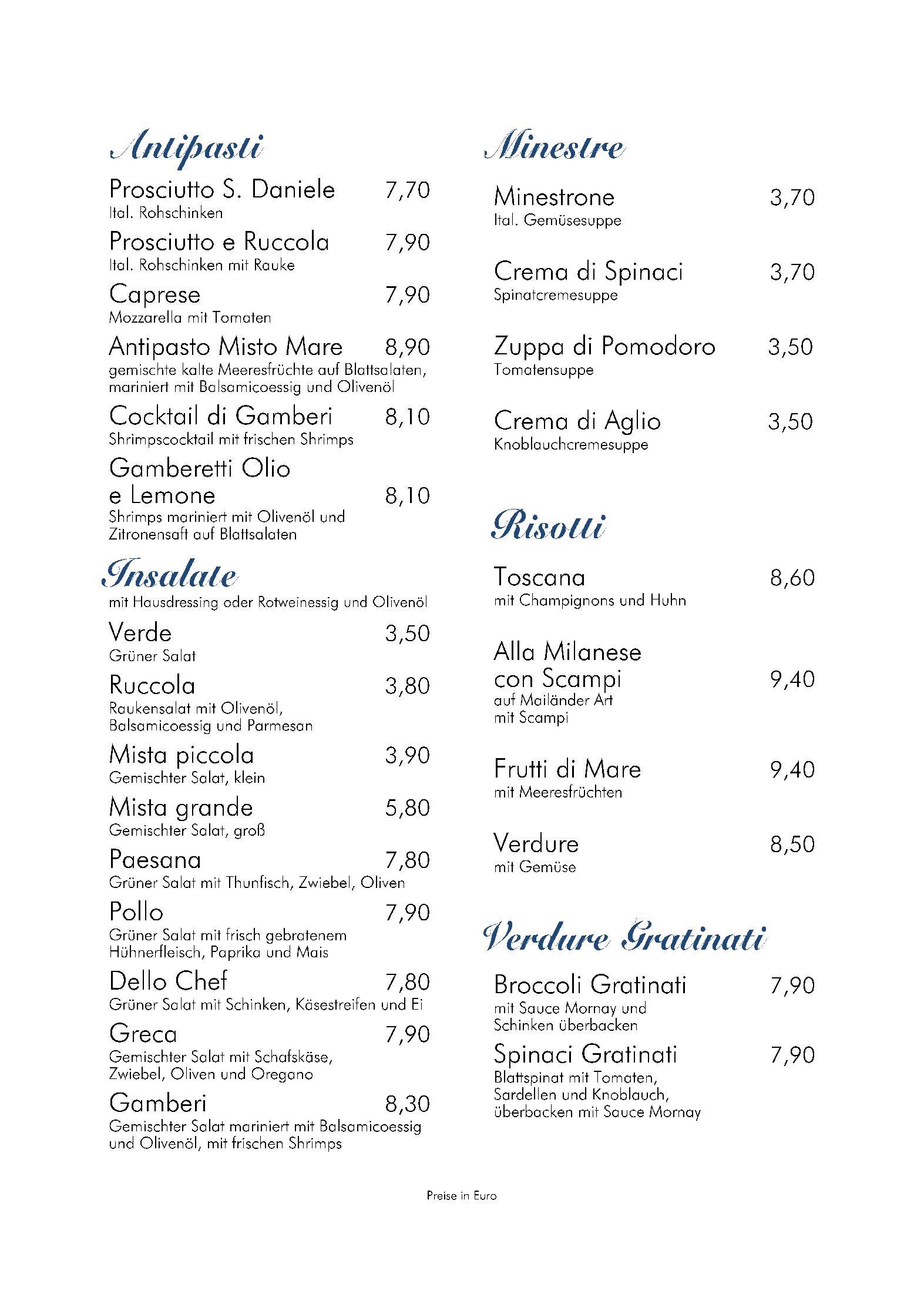 Speisekarte Pizzeria Toscana in Tamsweg, Seite 3